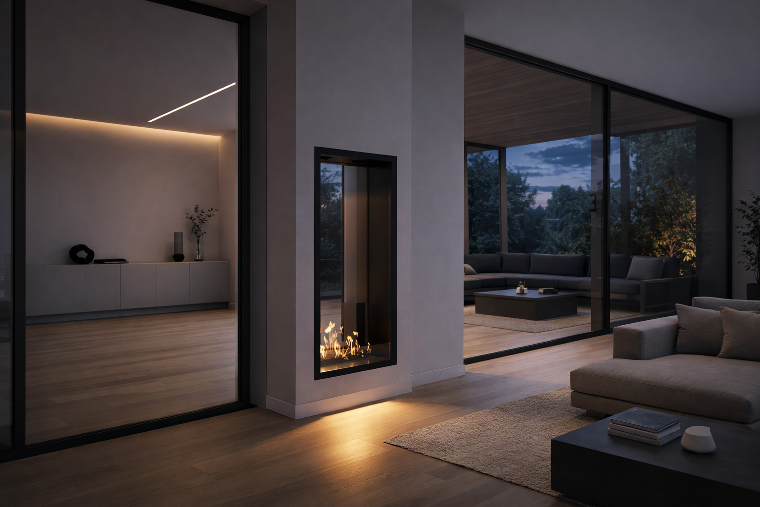 Image of Fame Vertical See-Through Fireplace Single Full Glass 60 x 120 cm