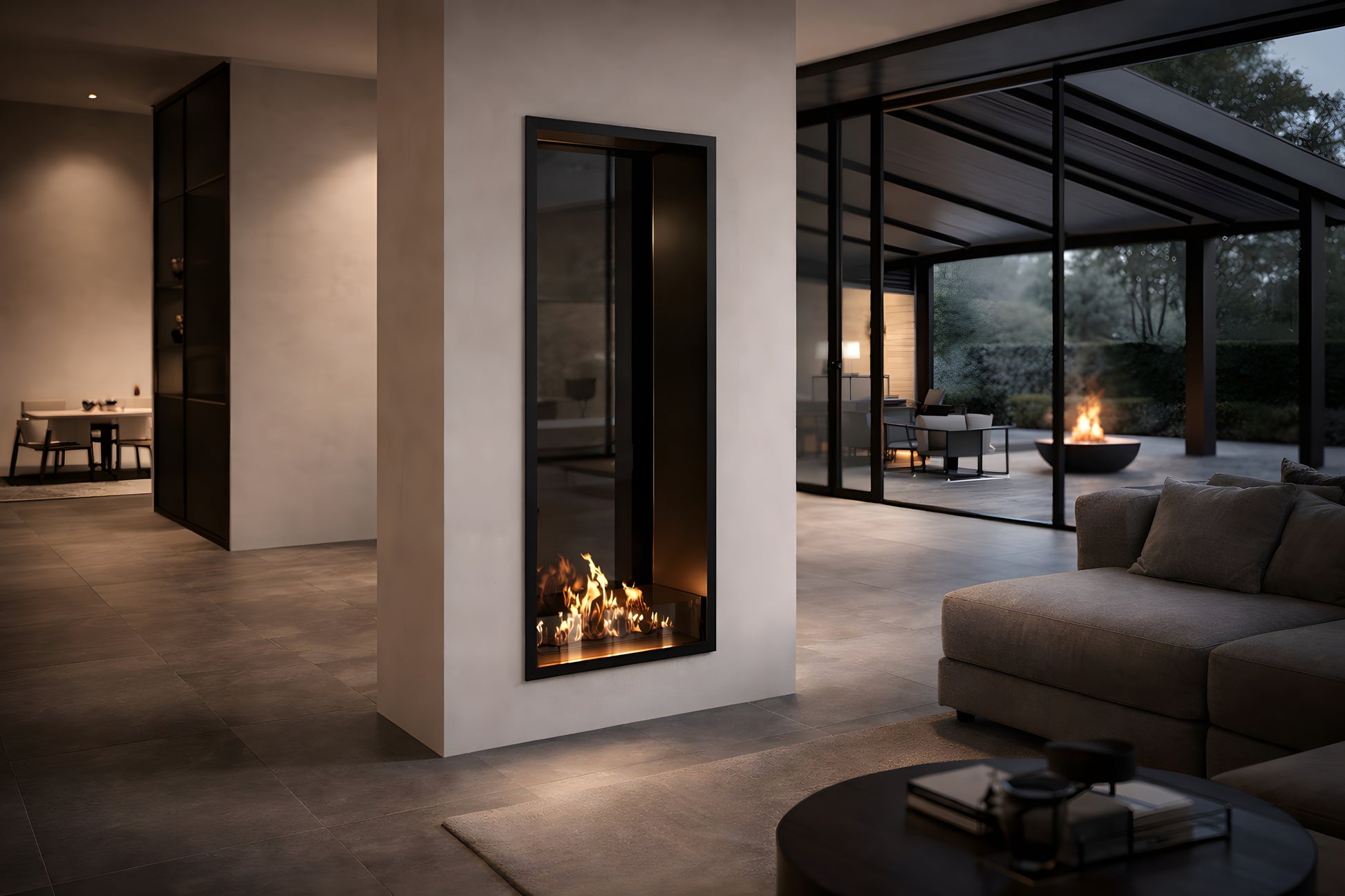 Fame Vertical See-Through Fireplace Single Full Glass 60 x 120 cm