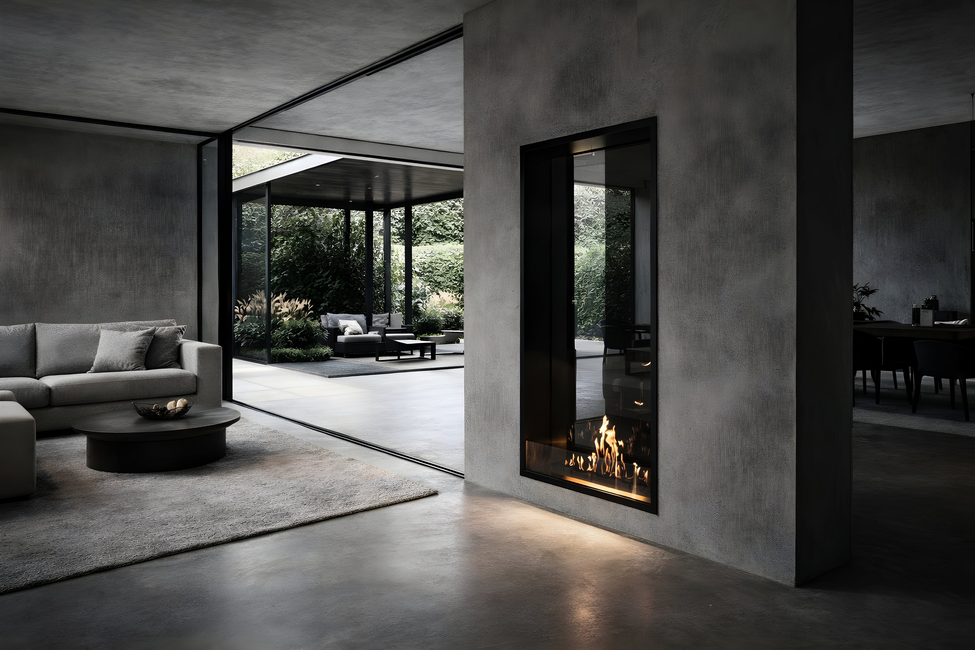 Image of Fame Vertical See-Through Fireplace Single Full Glass 60 x 140 cm