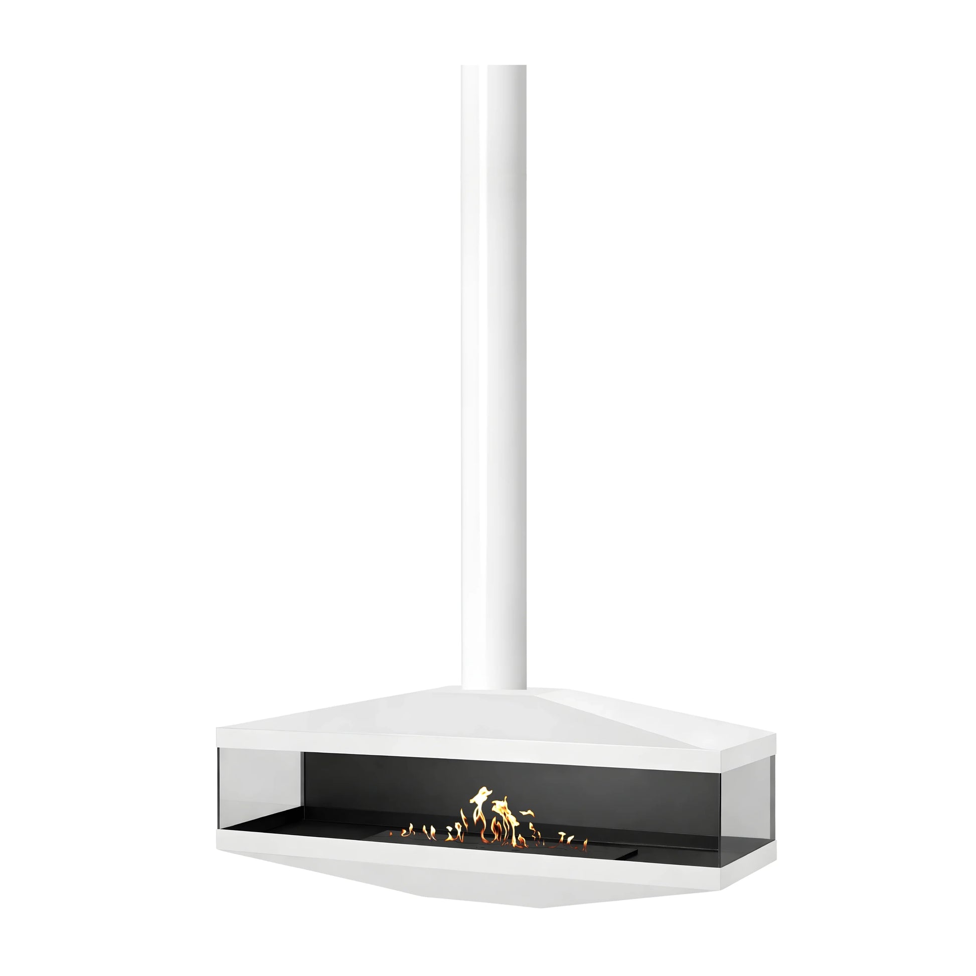 Aura Close Tube White See-Through Ceiling Fireplace 120 cm