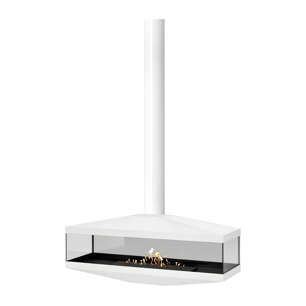 Image of Aura Tube White See-Through Ceiling Fireplace 120 cm