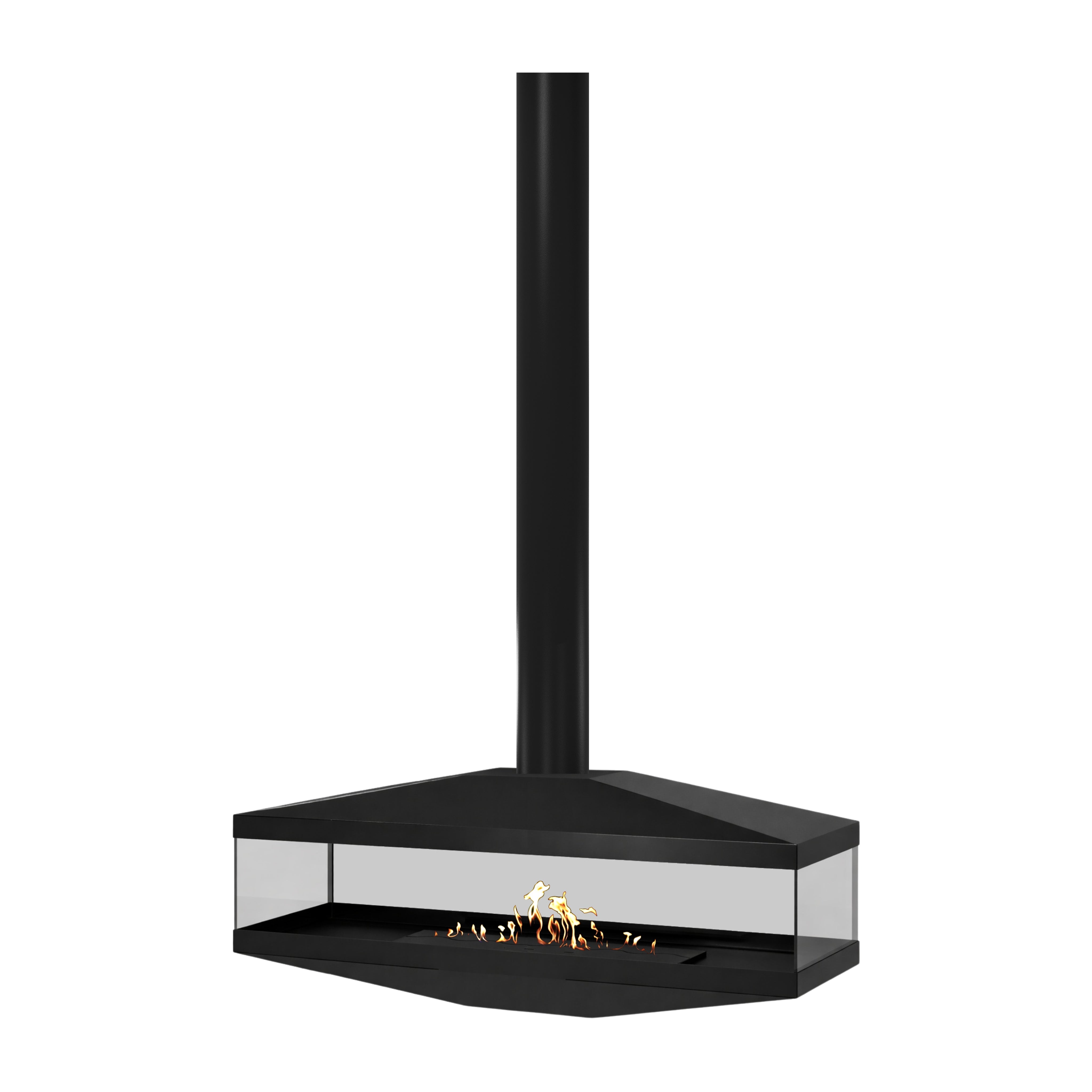 Image of Aura Tube Black See-through Ceiling Fireplace 120 cm