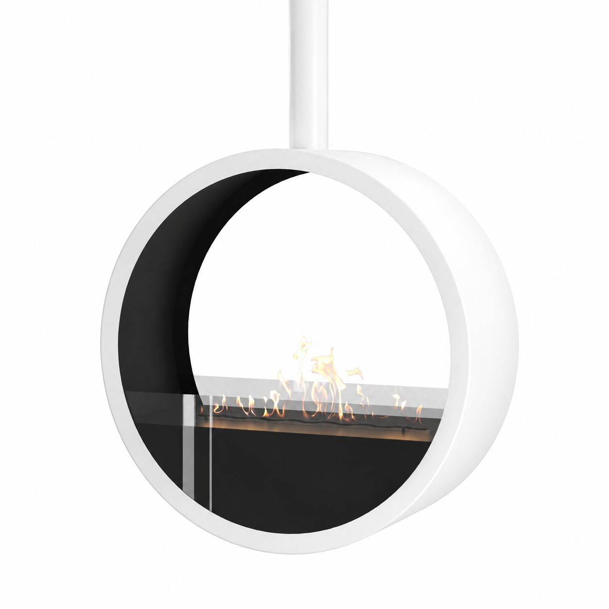 Image of Aurel Roundfire Ceiling Fireplace White Ø80 - Ø120 cm