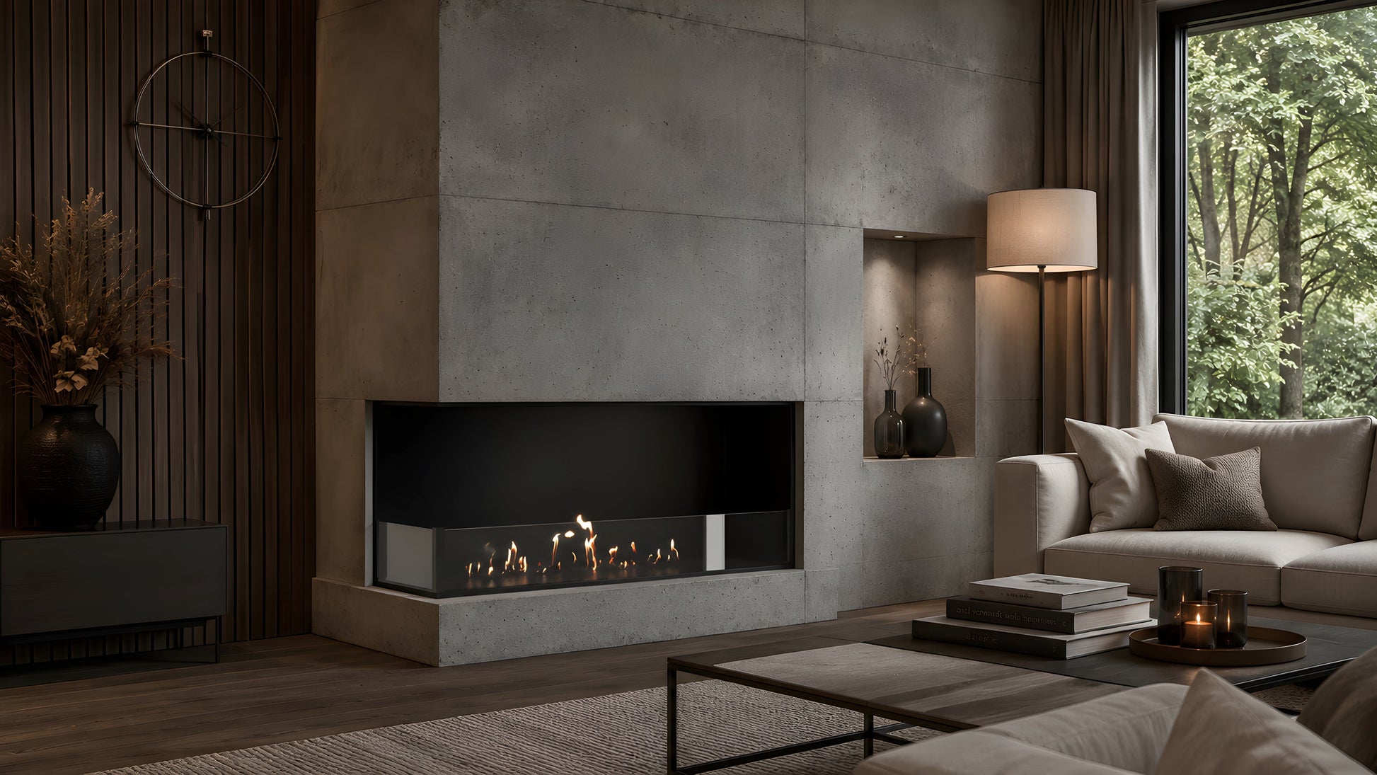Base Left Built-in Corner Fireplace 100 cm