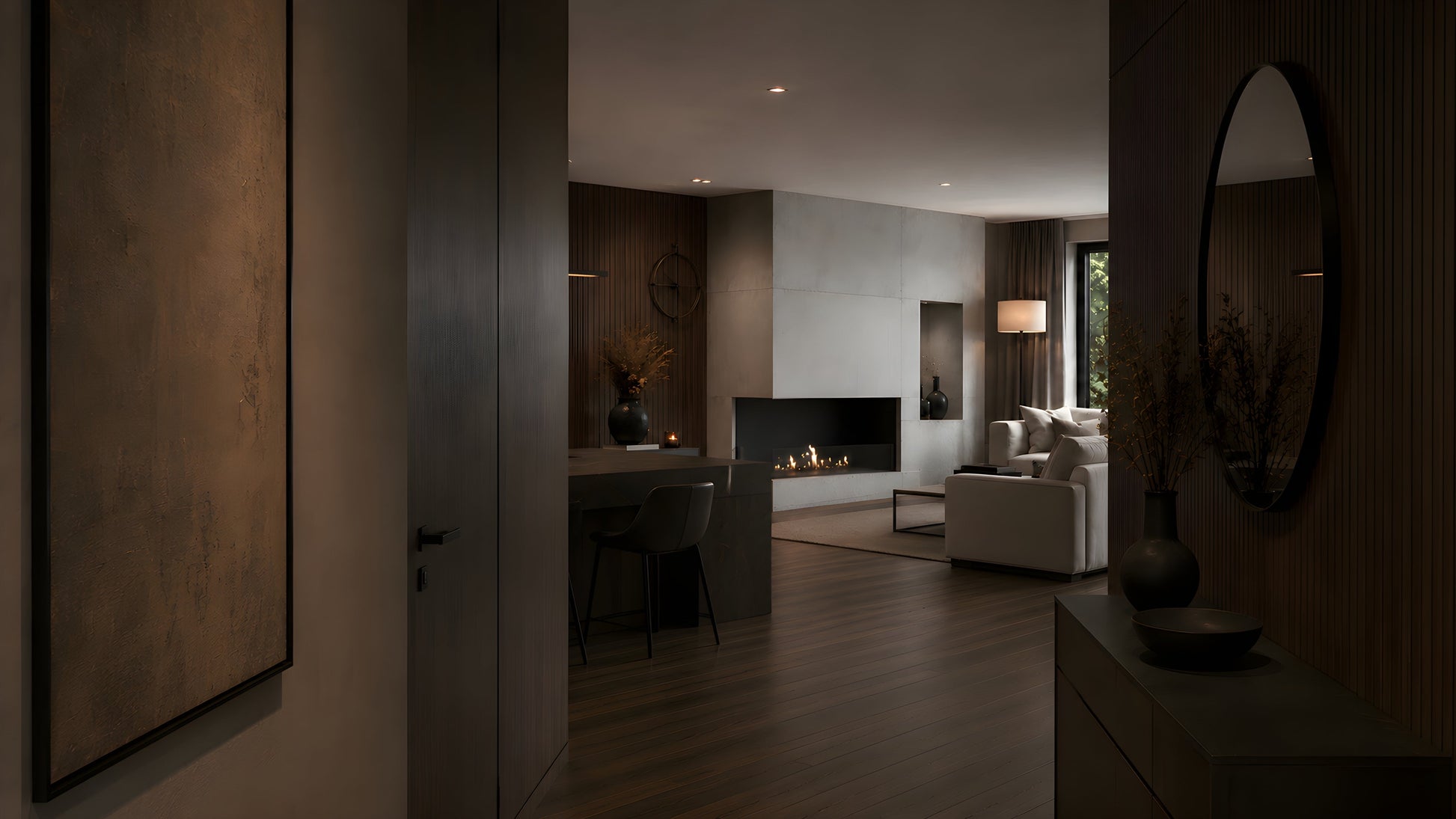 Base Left Built-in Corner Fireplace 100 cm