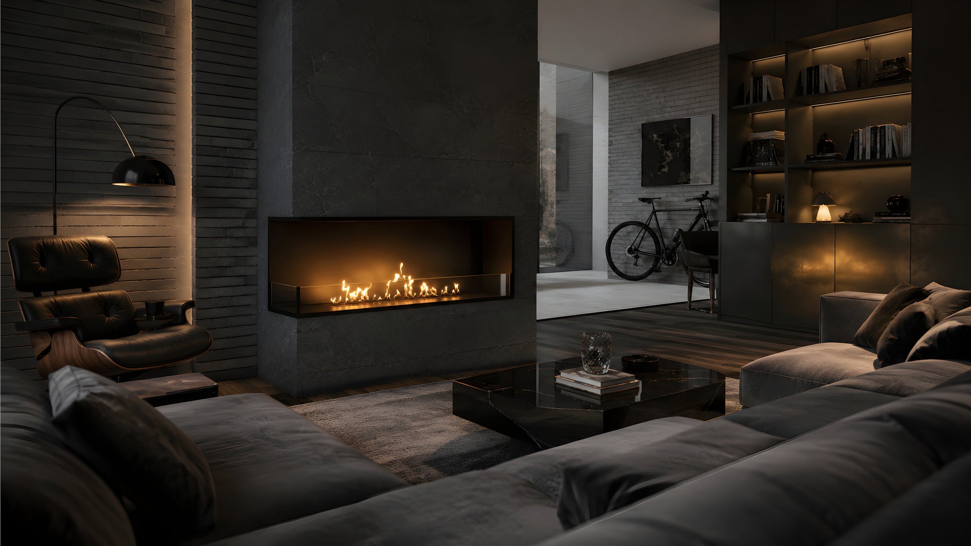 Base Left Built-in Corner Fireplace 130 cm