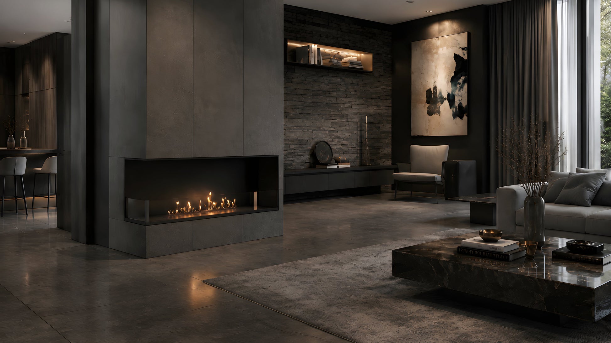 Base Left Built-in Corner Fireplace 140 cm