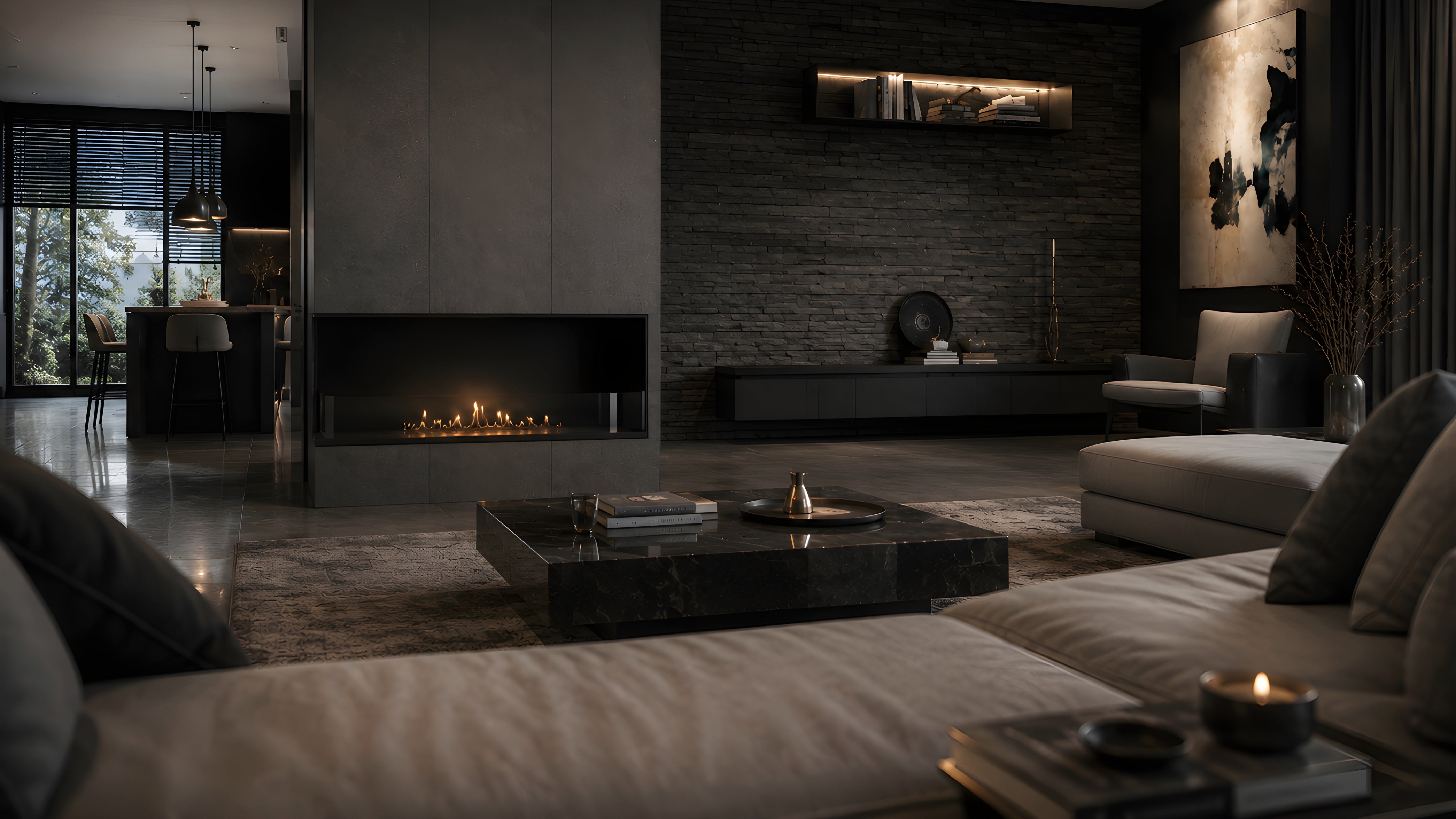 Image of Base Left Built-in Corner Fireplace 140 cm