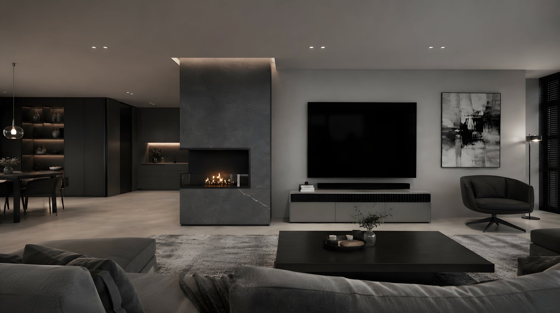 Base Left Built-in Corner Fireplace 70 cm