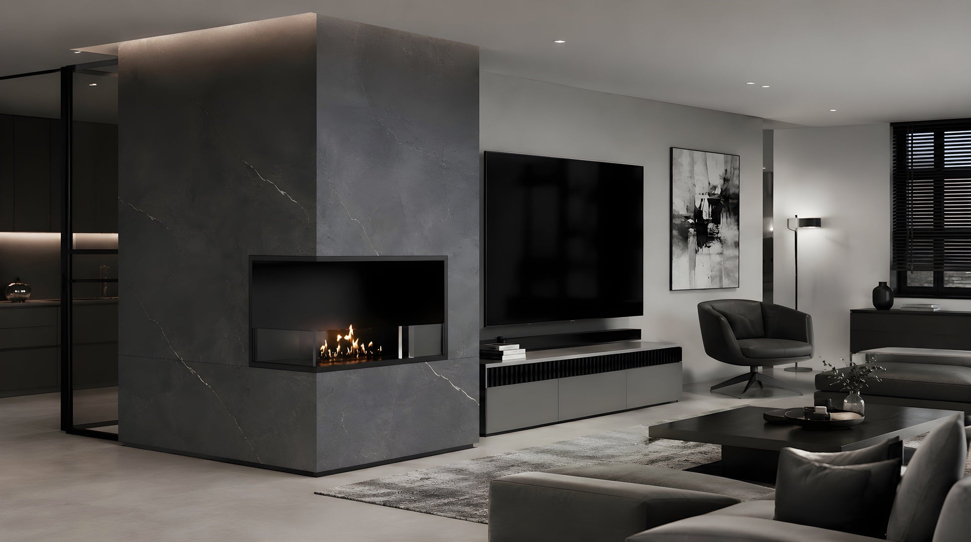 Base Left Built-in Corner Fireplace 70 cm