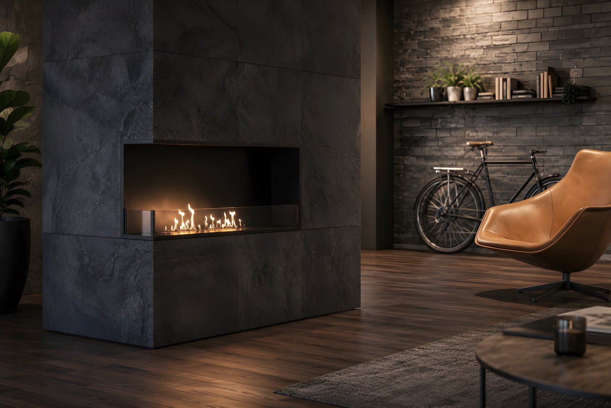 Base Left Built-in Corner Fireplace 80 cm