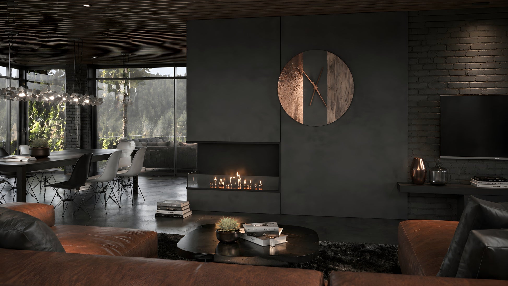 Base Left Built-in Corner Fireplace 90 cm