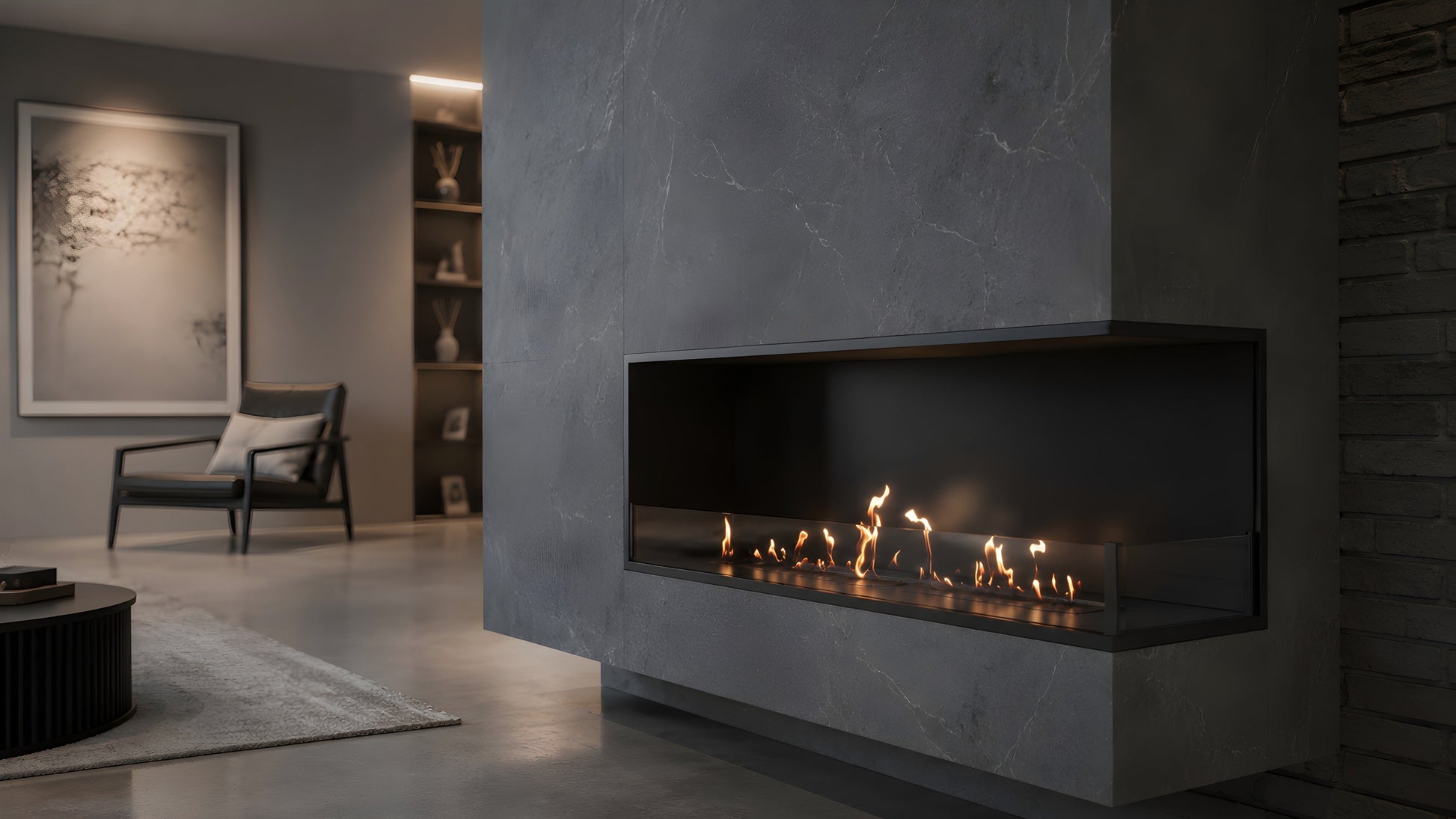 Base Right Built-in Corner Fireplace 100 cm