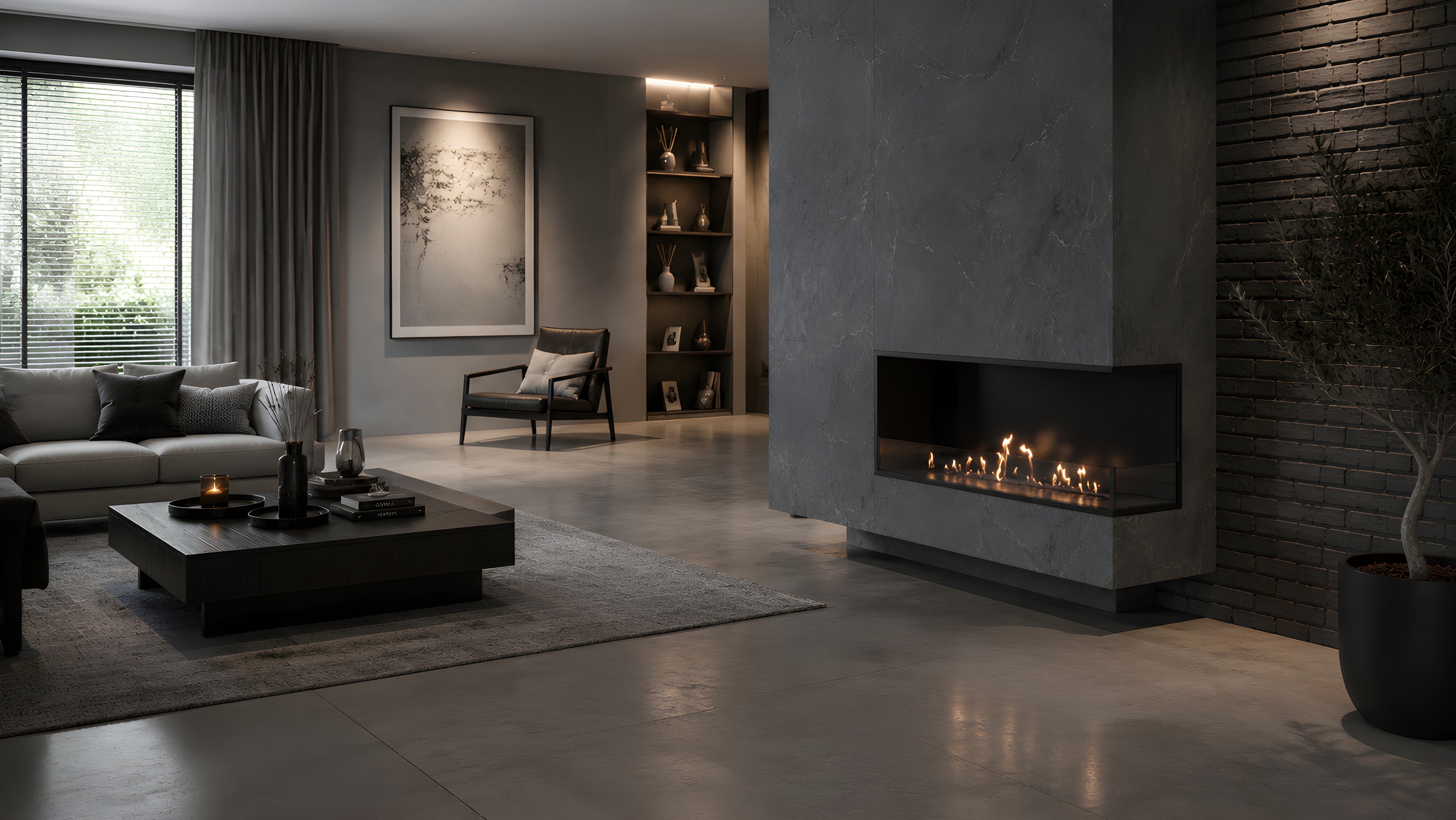 Image of Base Right Built-in Corner Fireplace 100 cm
