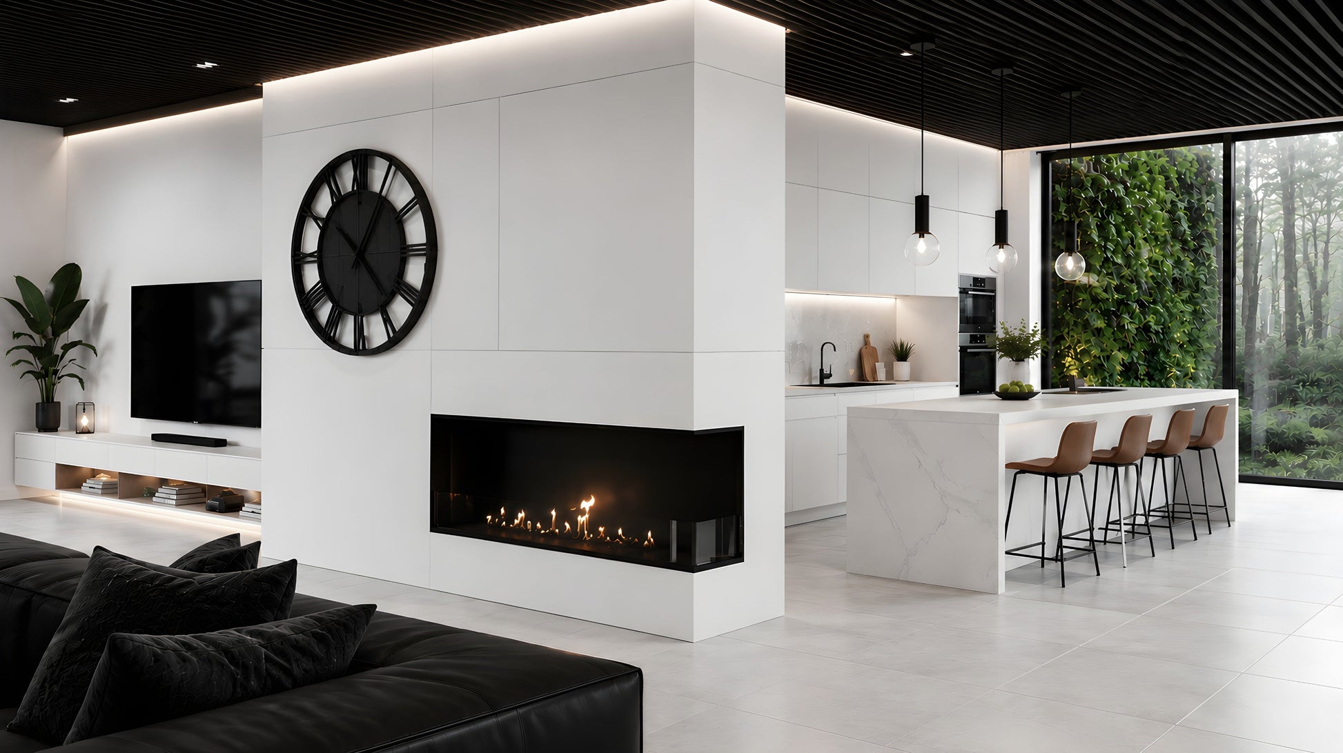 Base Right Built-in Corner Fireplace 130 cm