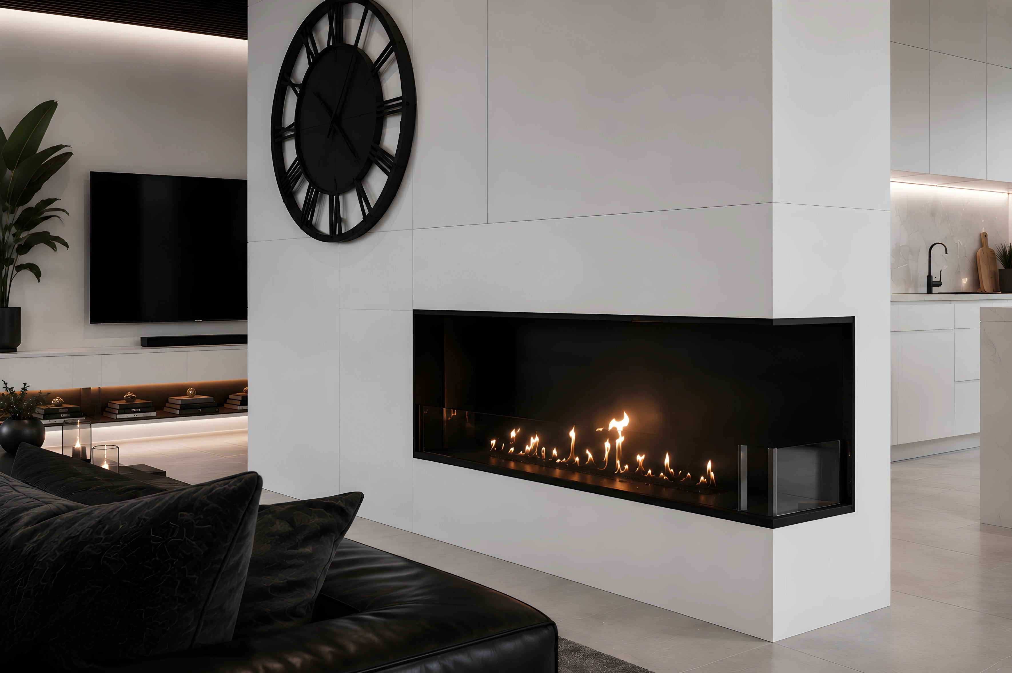 Image of Base Right Built-in Corner Fireplace 130 cm