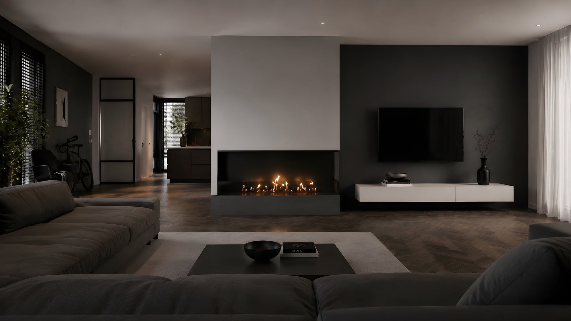 Base Right Built-in Corner Fireplace 140 cm