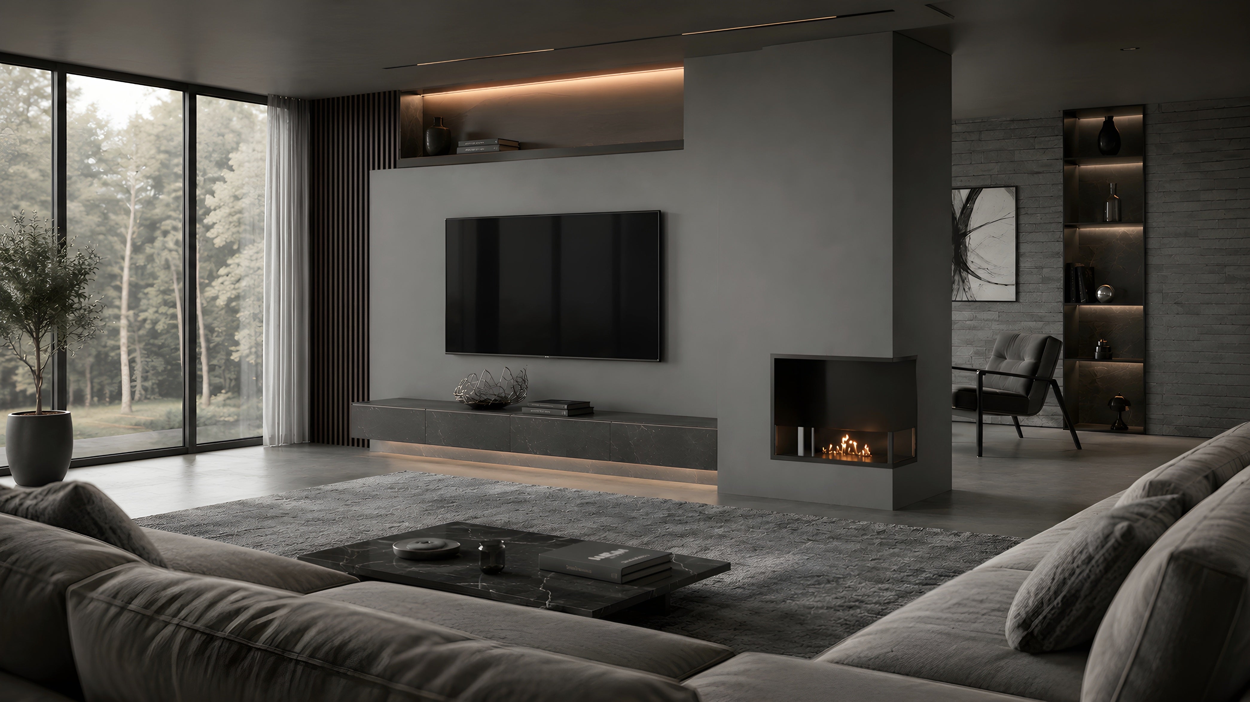 Image of Base Right Built-in Corner Fireplace 60 cm