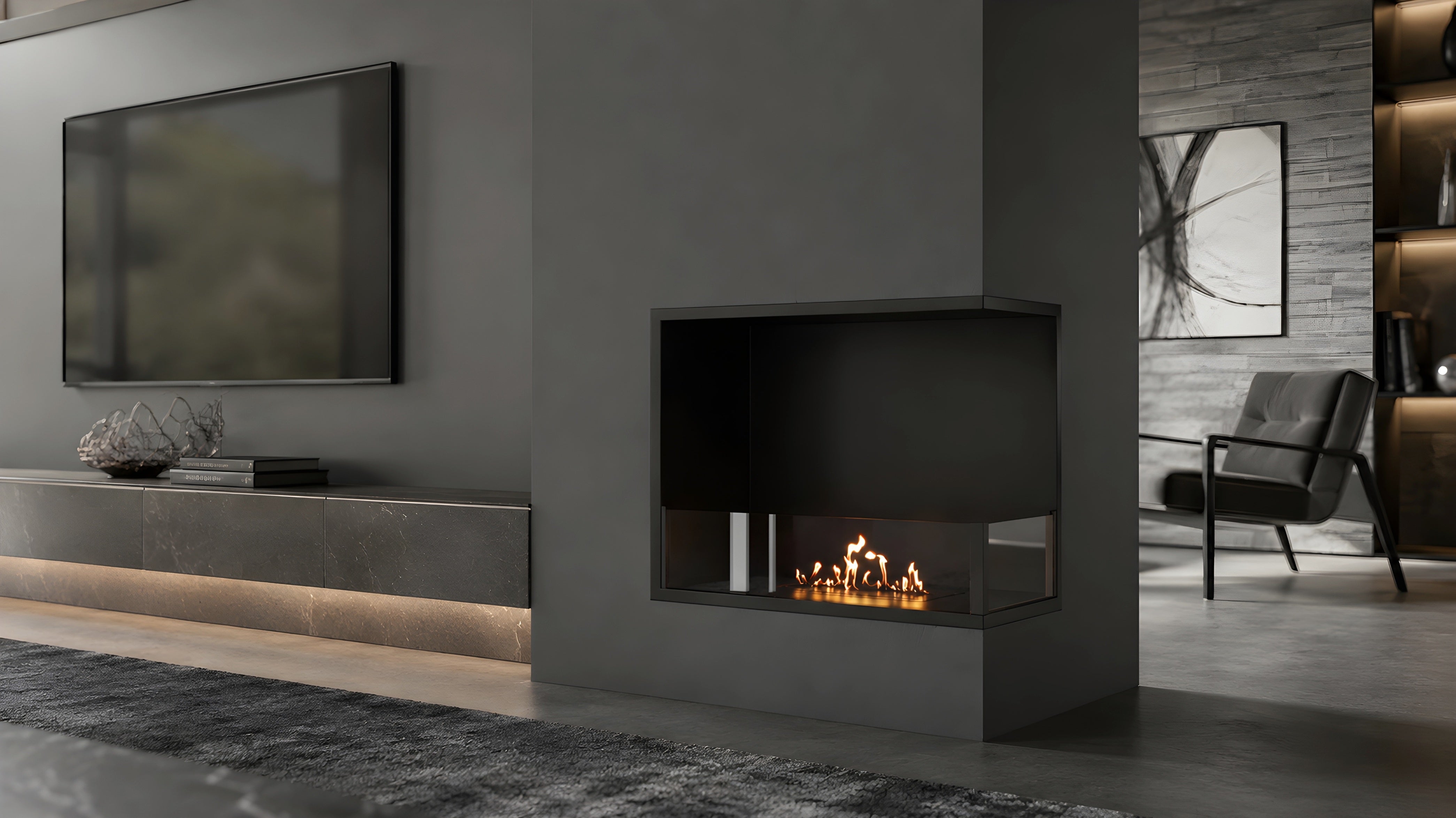 Image of Base Right Built-in Corner Fireplace 60 cm