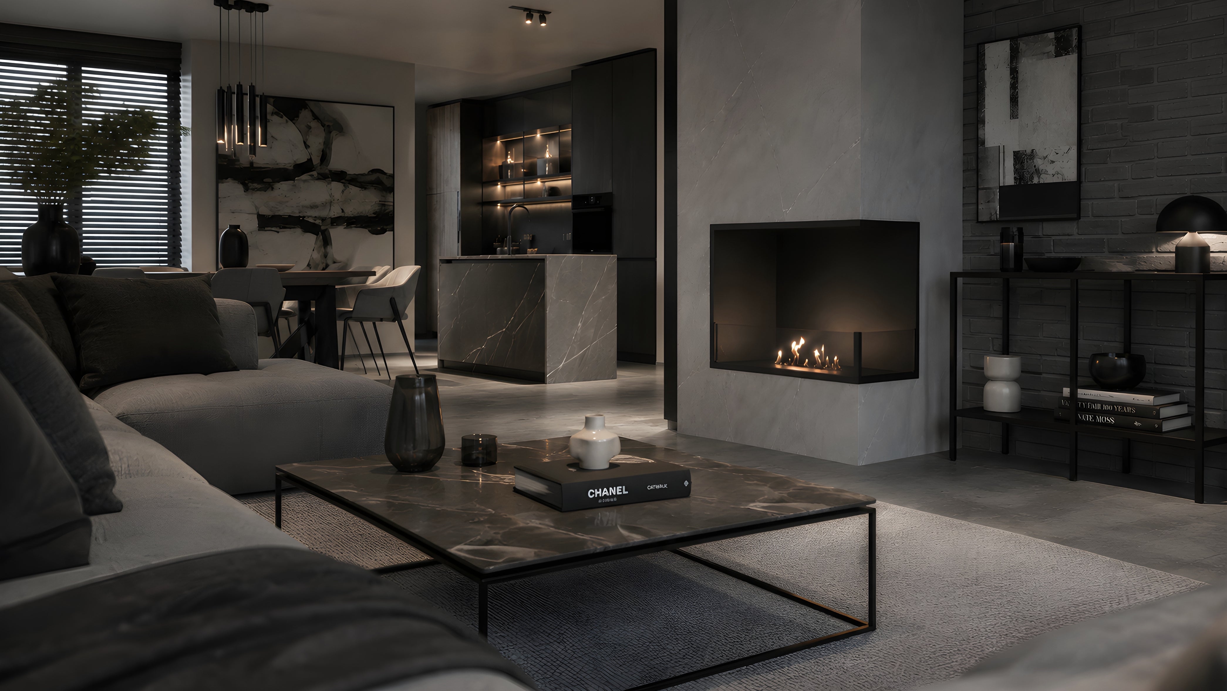 Image of Base Right Built-in Corner Fireplace 70 cm