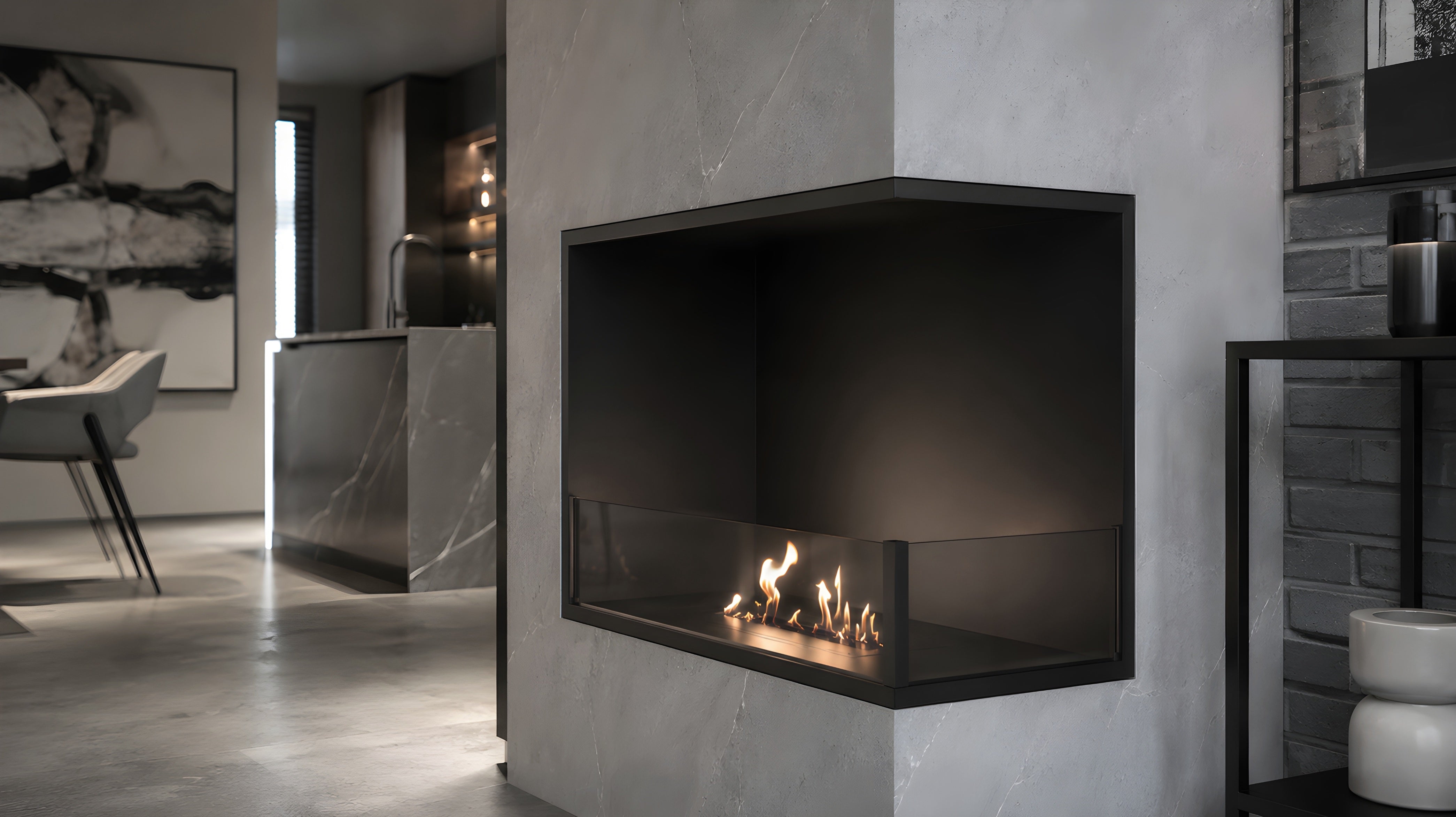Image of Base Right Built-in Corner Fireplace 70 cm