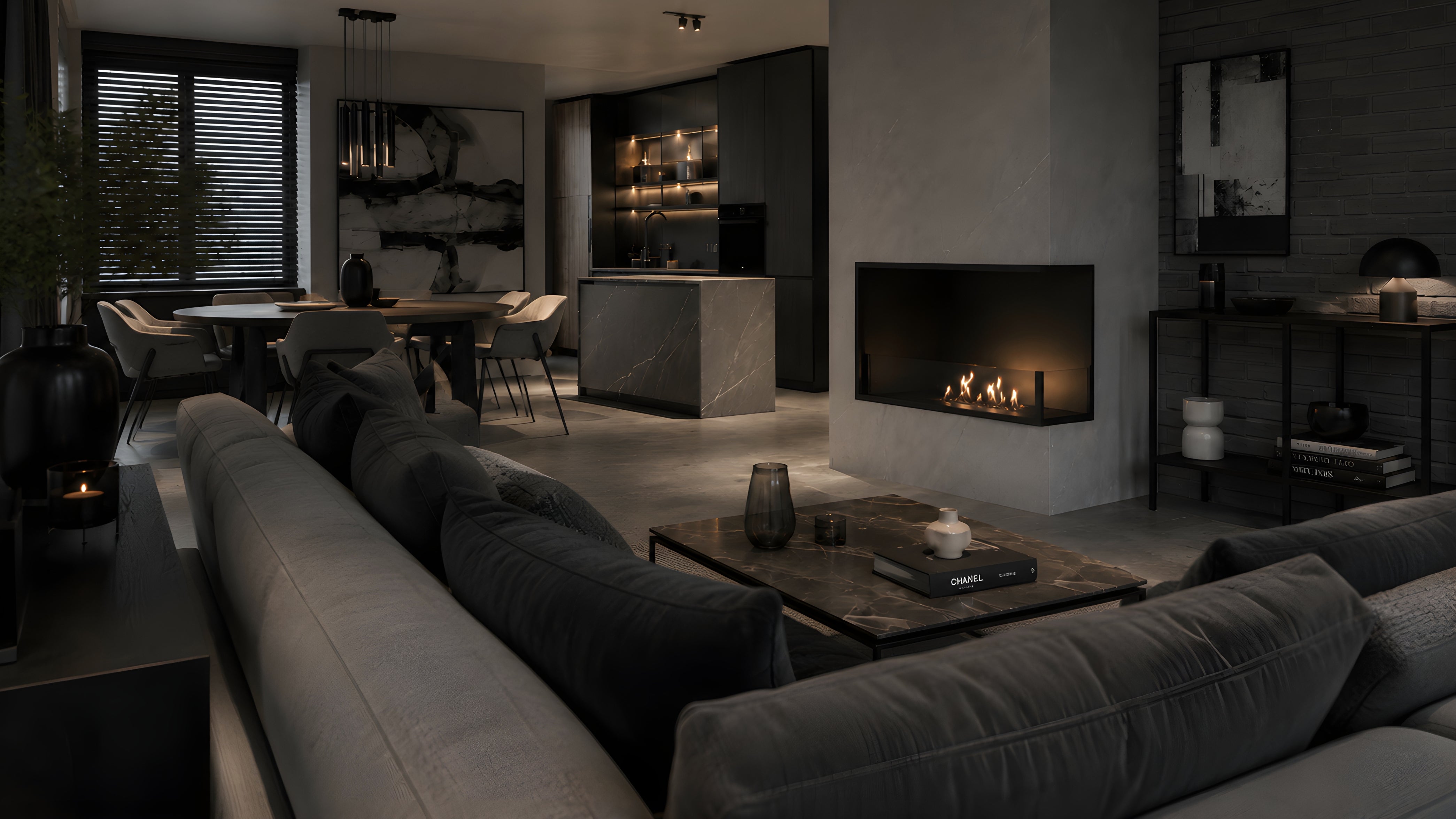 Image of Base Right Built-in Corner Fireplace 70 cm