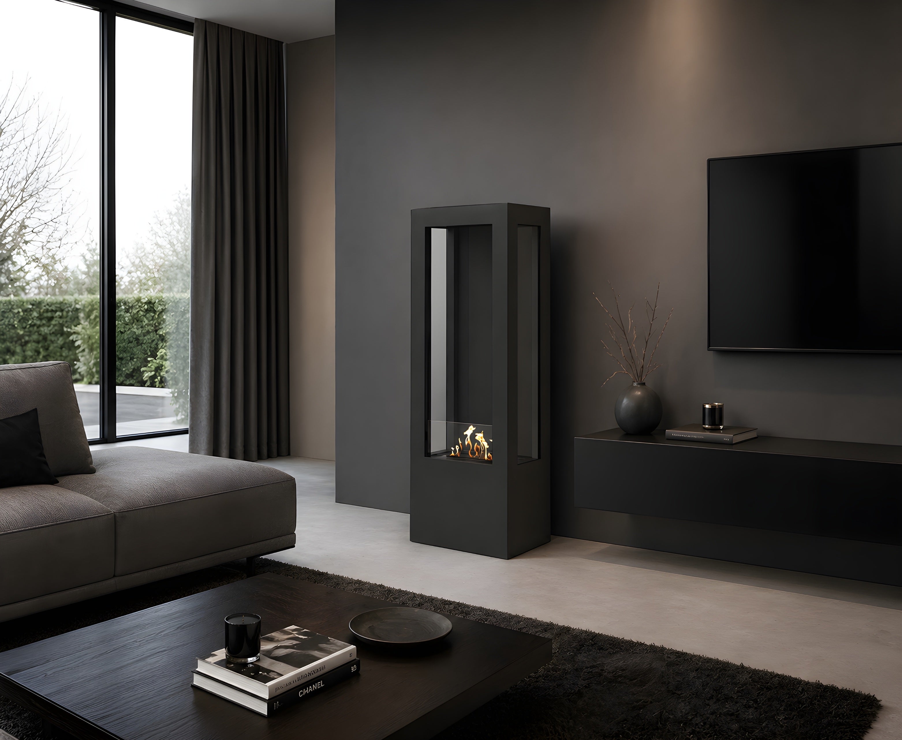 Image of Bire Vertical Freestanding Fireplace H160 cm