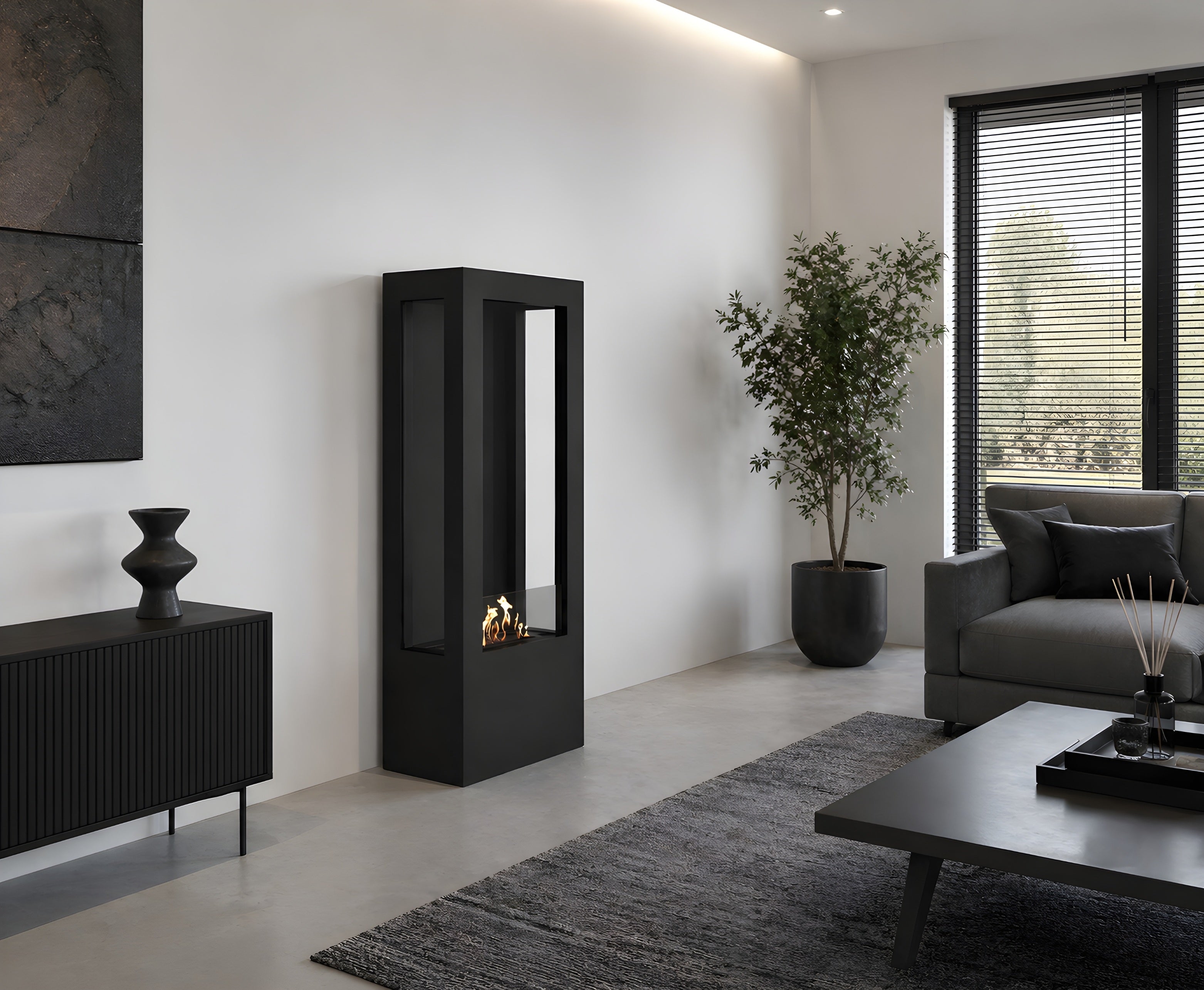 Image of Bire Vertical Freestanding Fireplace H160 cm