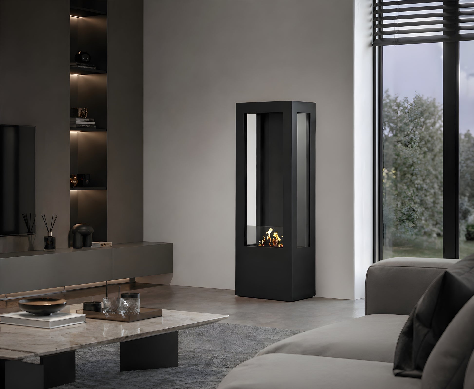 Bire Vertical Freestanding Fireplace H160 cm