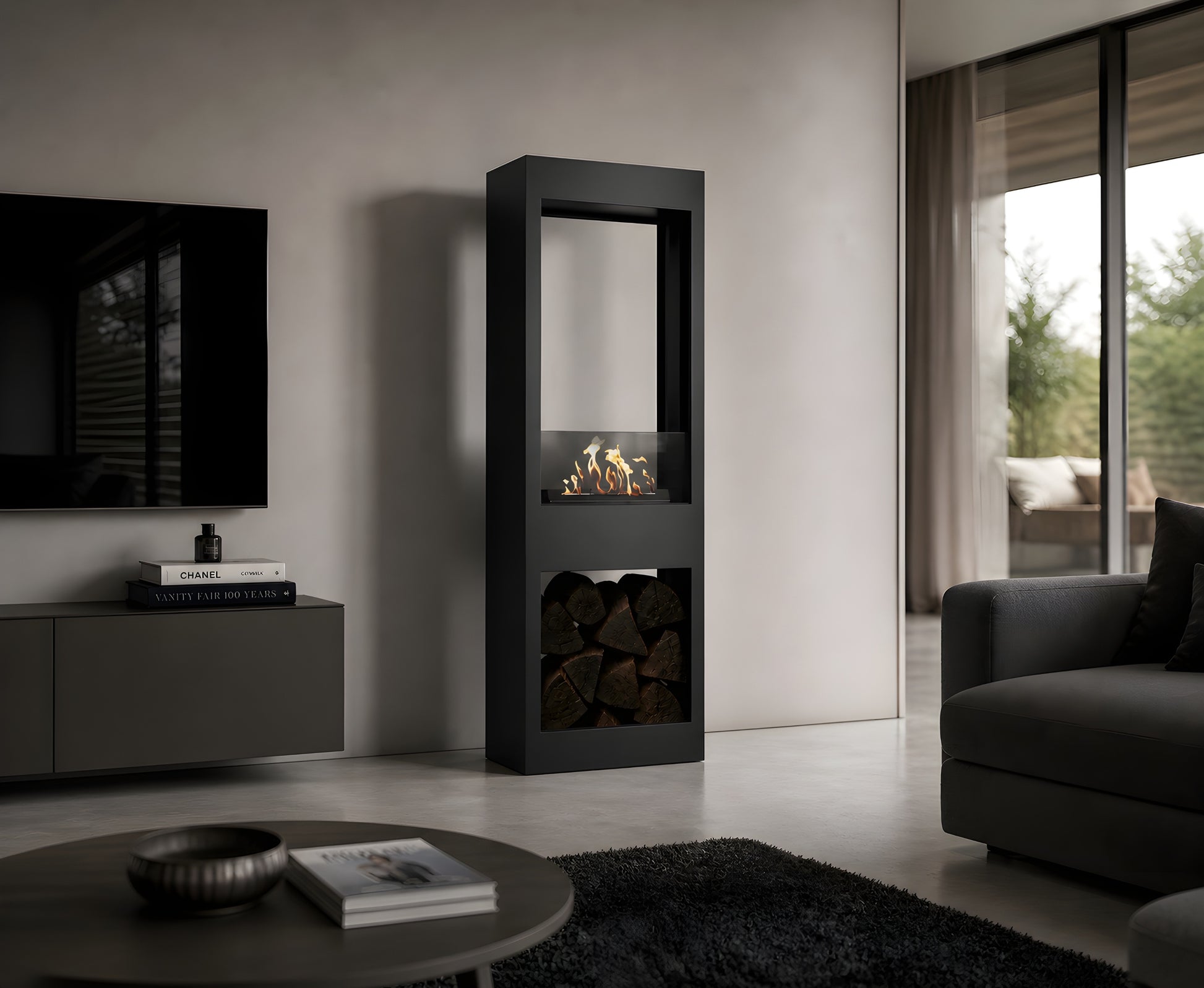 Blink See-Through Freestanding Fireplace H140 cm