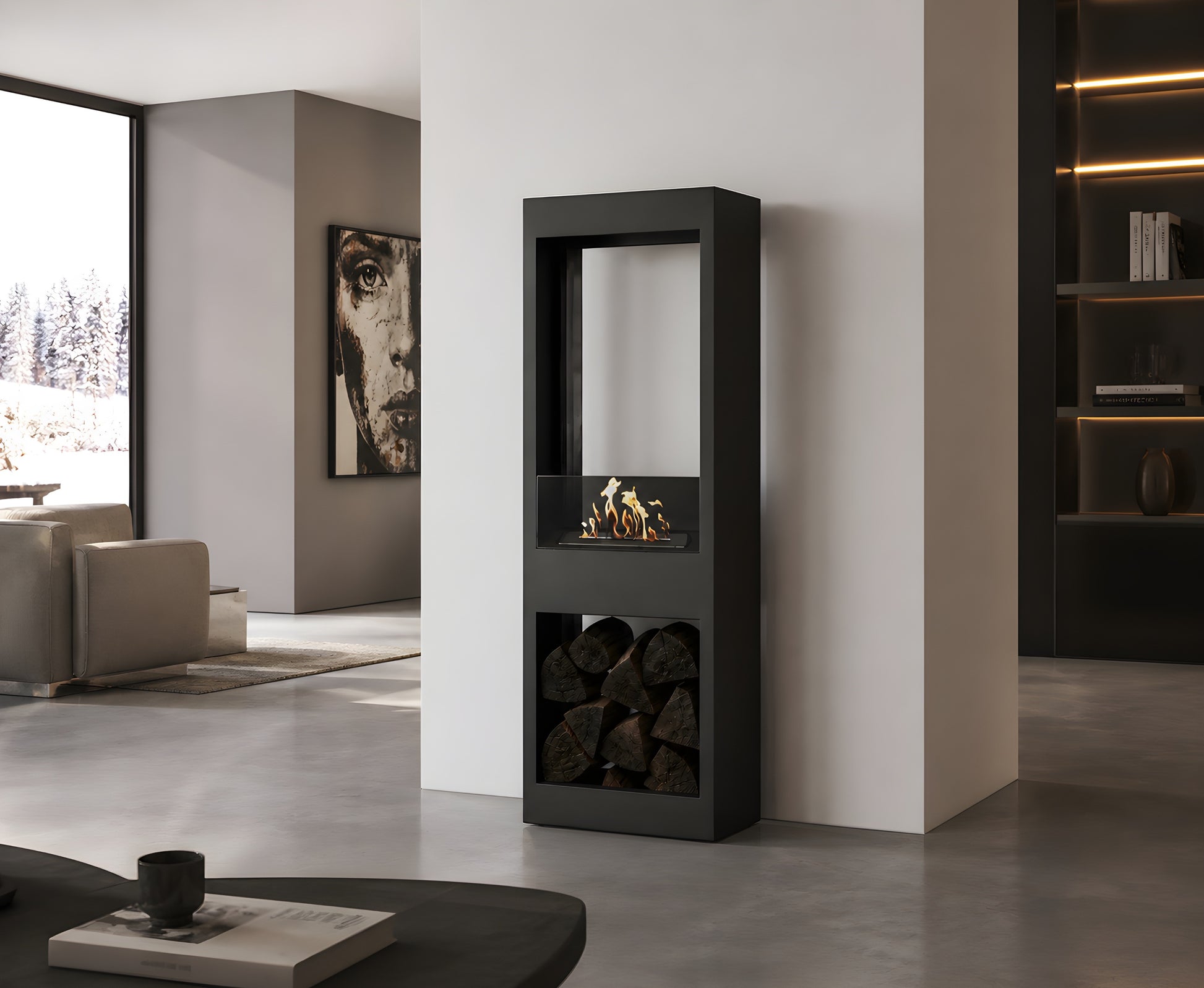 Blink See-Through Freestanding Fireplace H140 cm