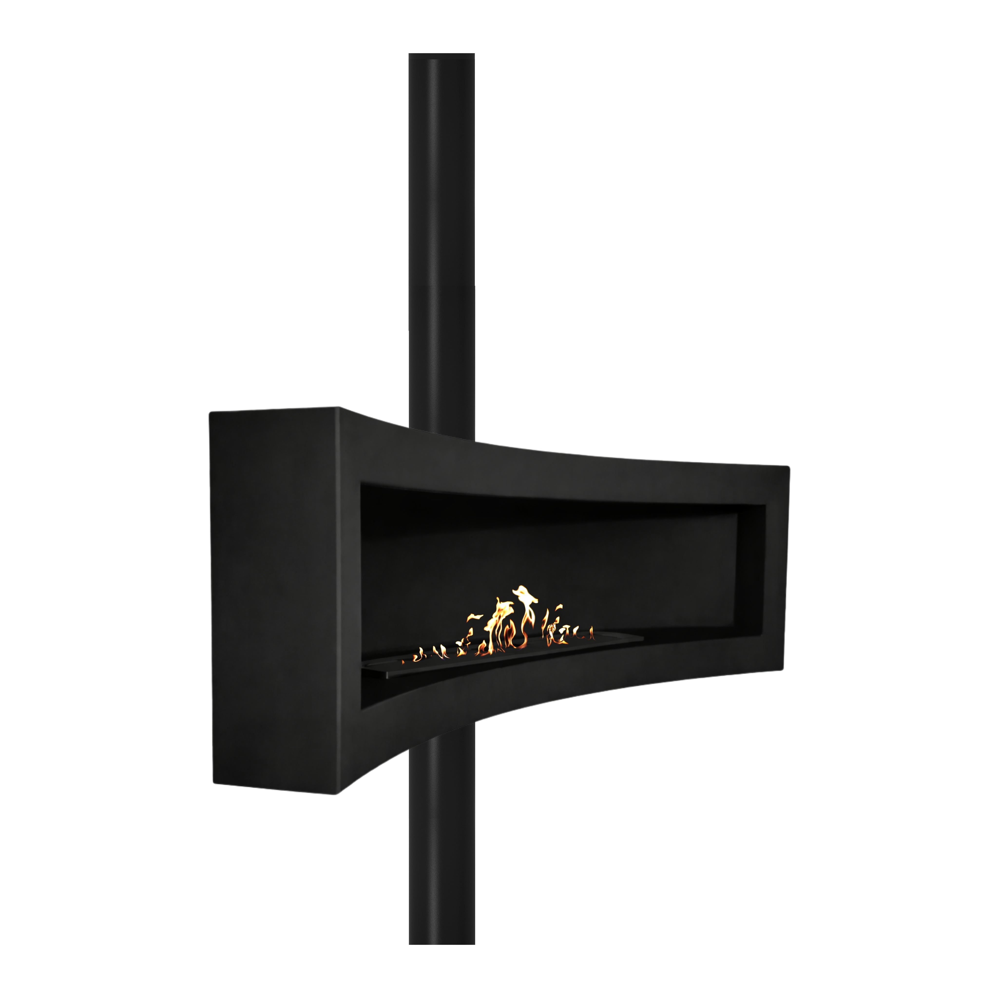 Image of Curve Tube Black Ceiling Fireplace 120 cm