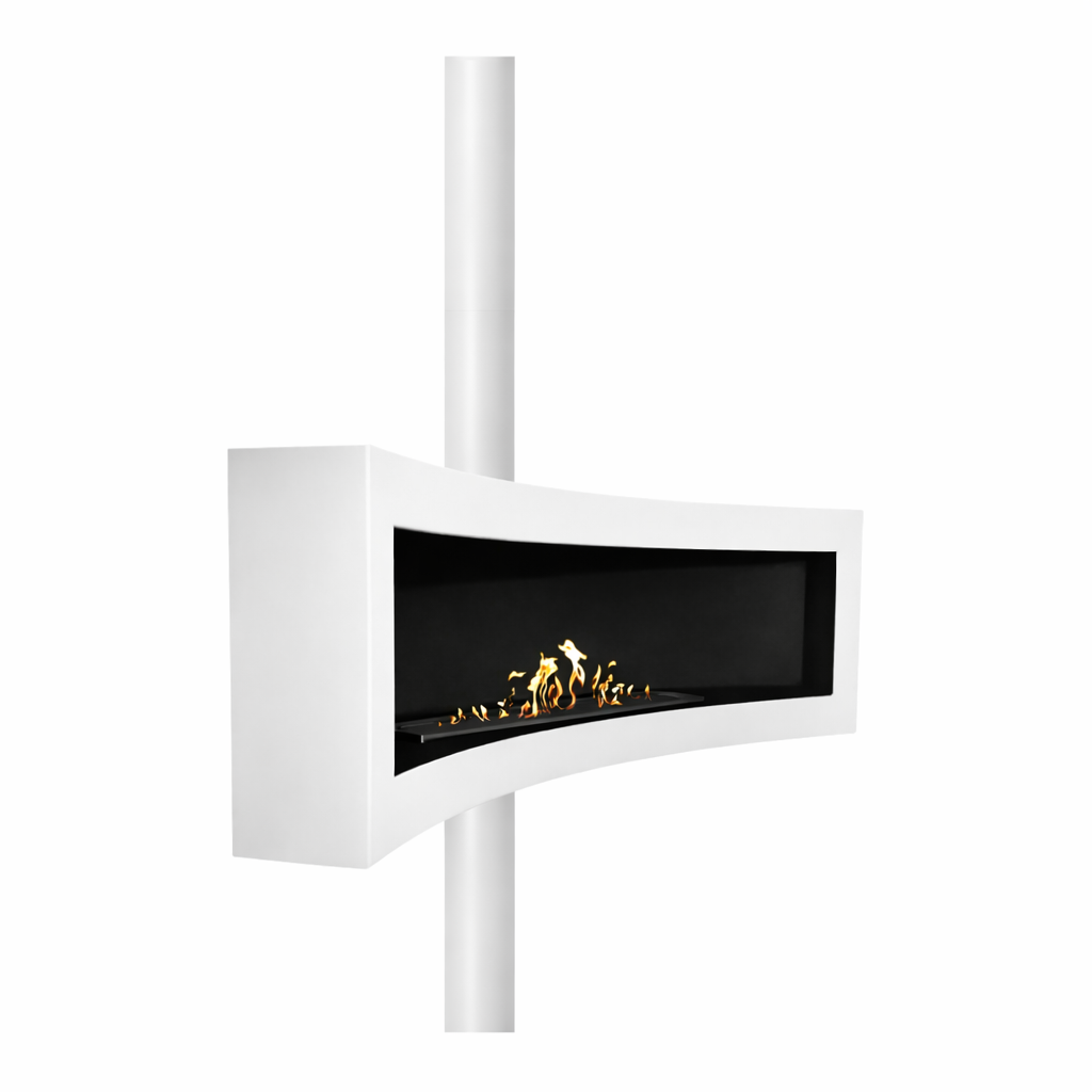 Image of Curve Tube White Ceiling Fireplace 120 cm