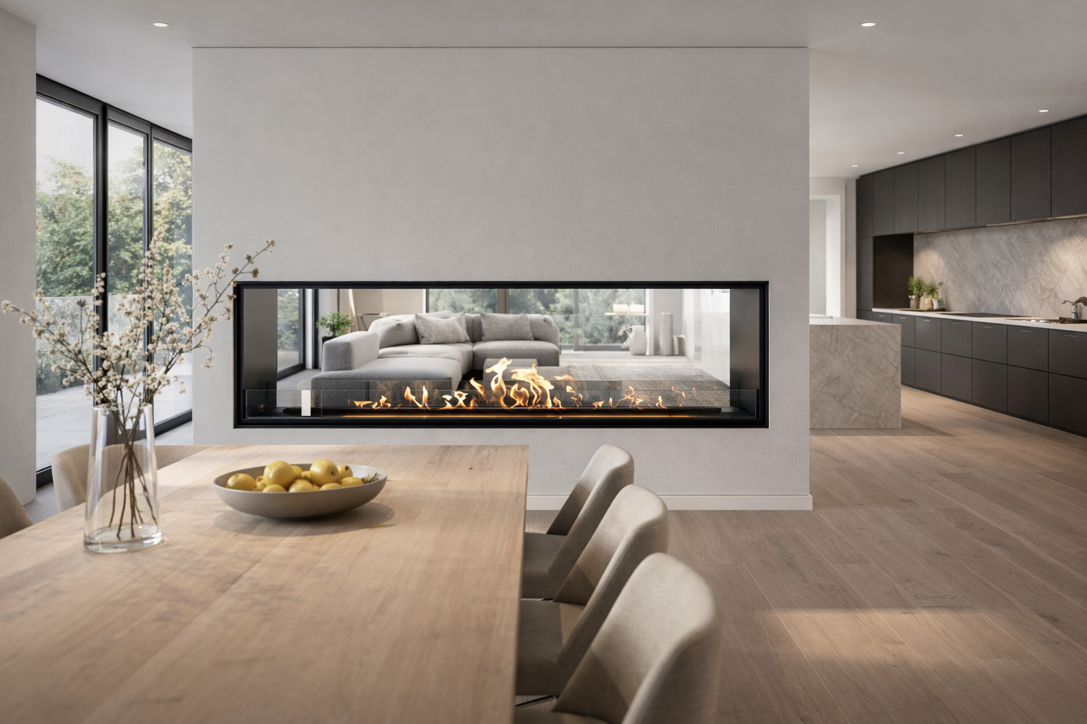 Fame See-through Fireplace 190 cm 