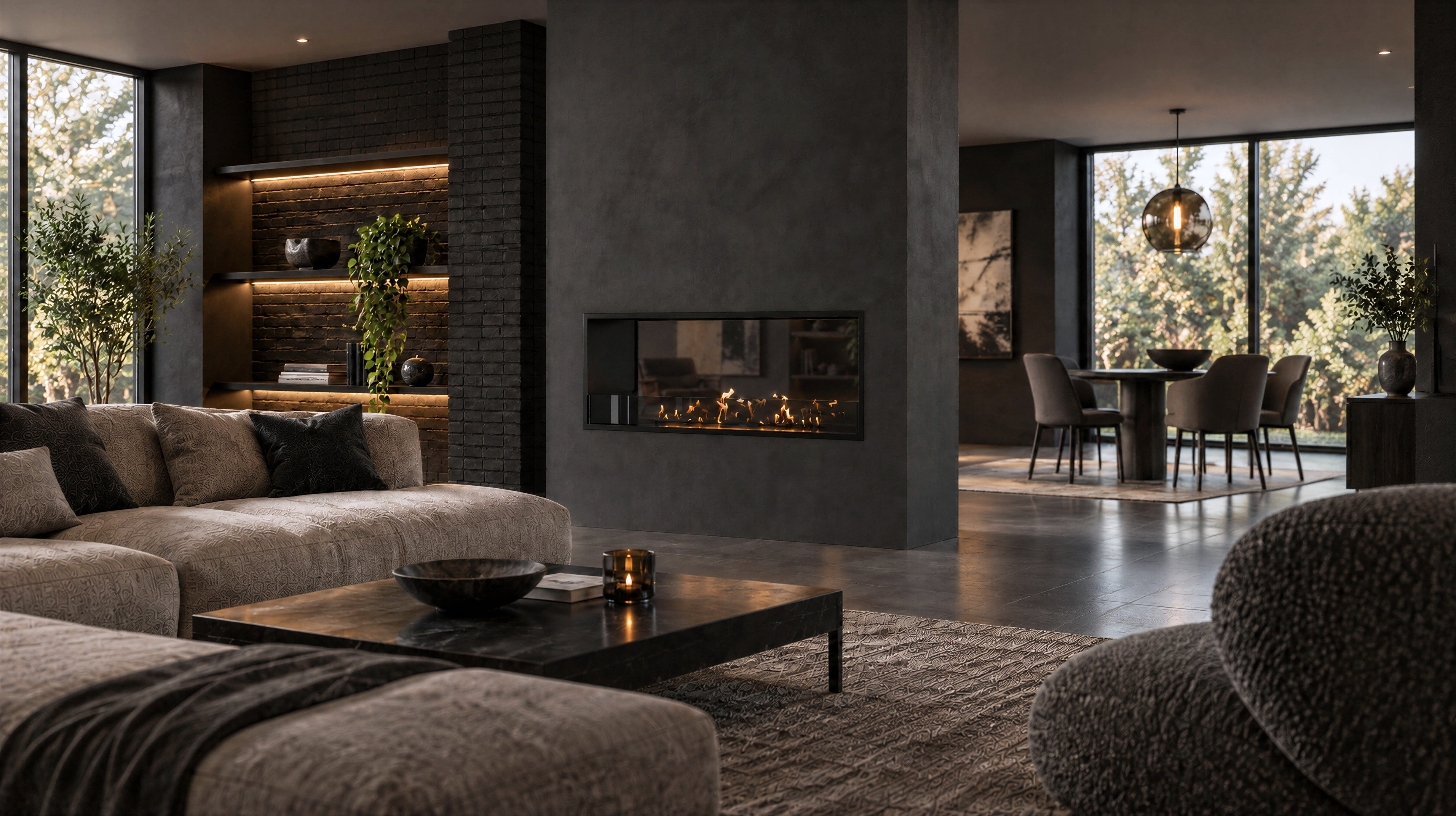 Image of Fame See-Through Fireplace Single Full Glass 100 cm
