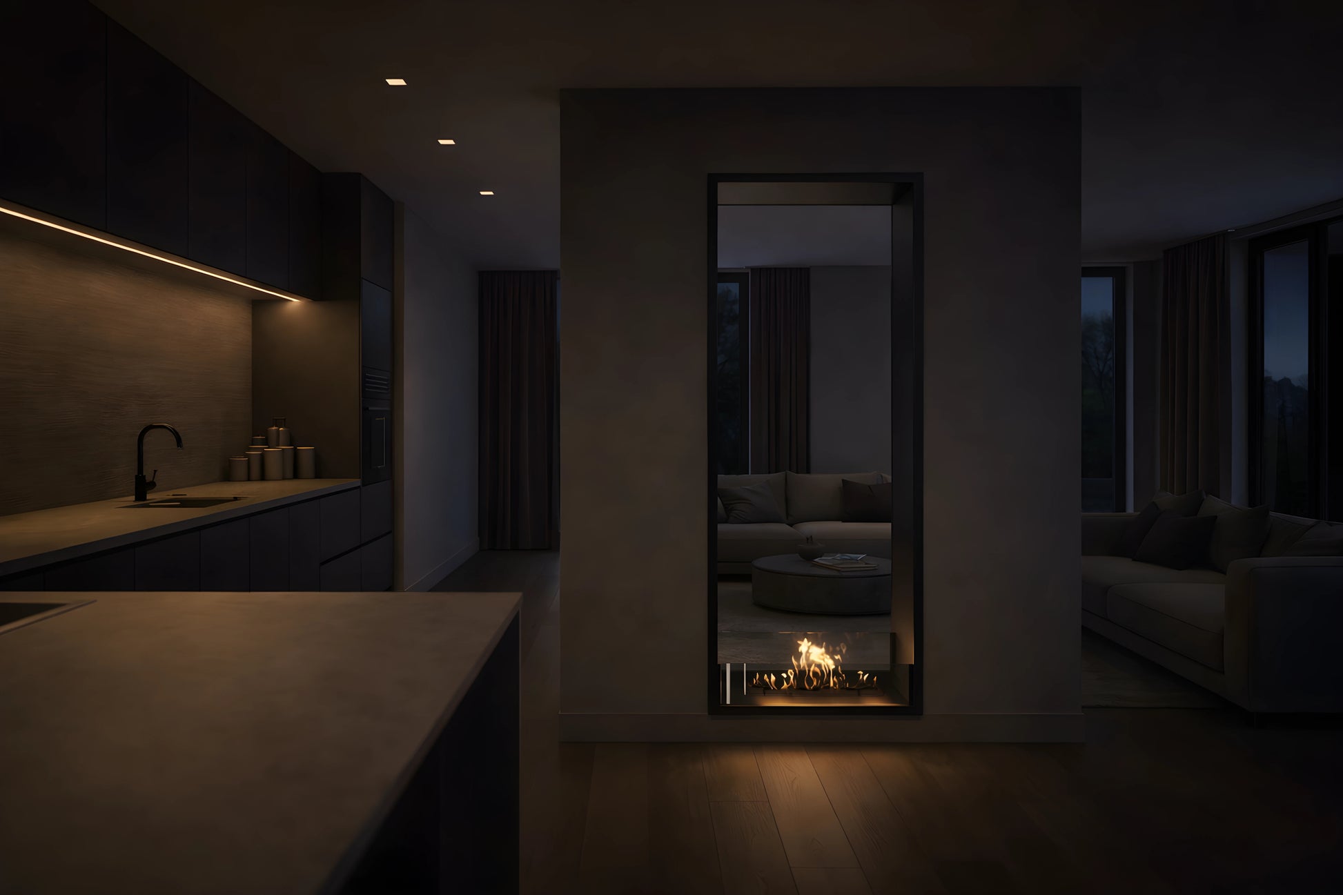 Fame Vertical See-Through Fireplace 60 x 200 cm