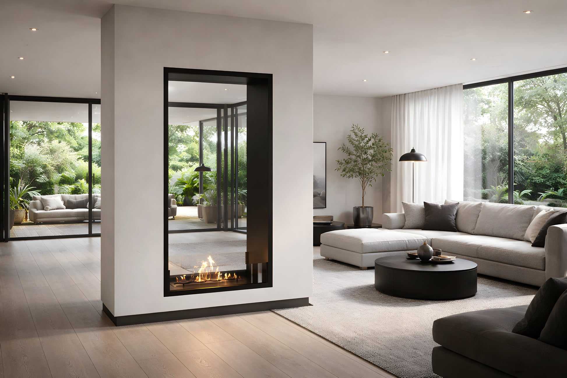 Fame Vertical See-Through Fireplace 90 x 100 cm
