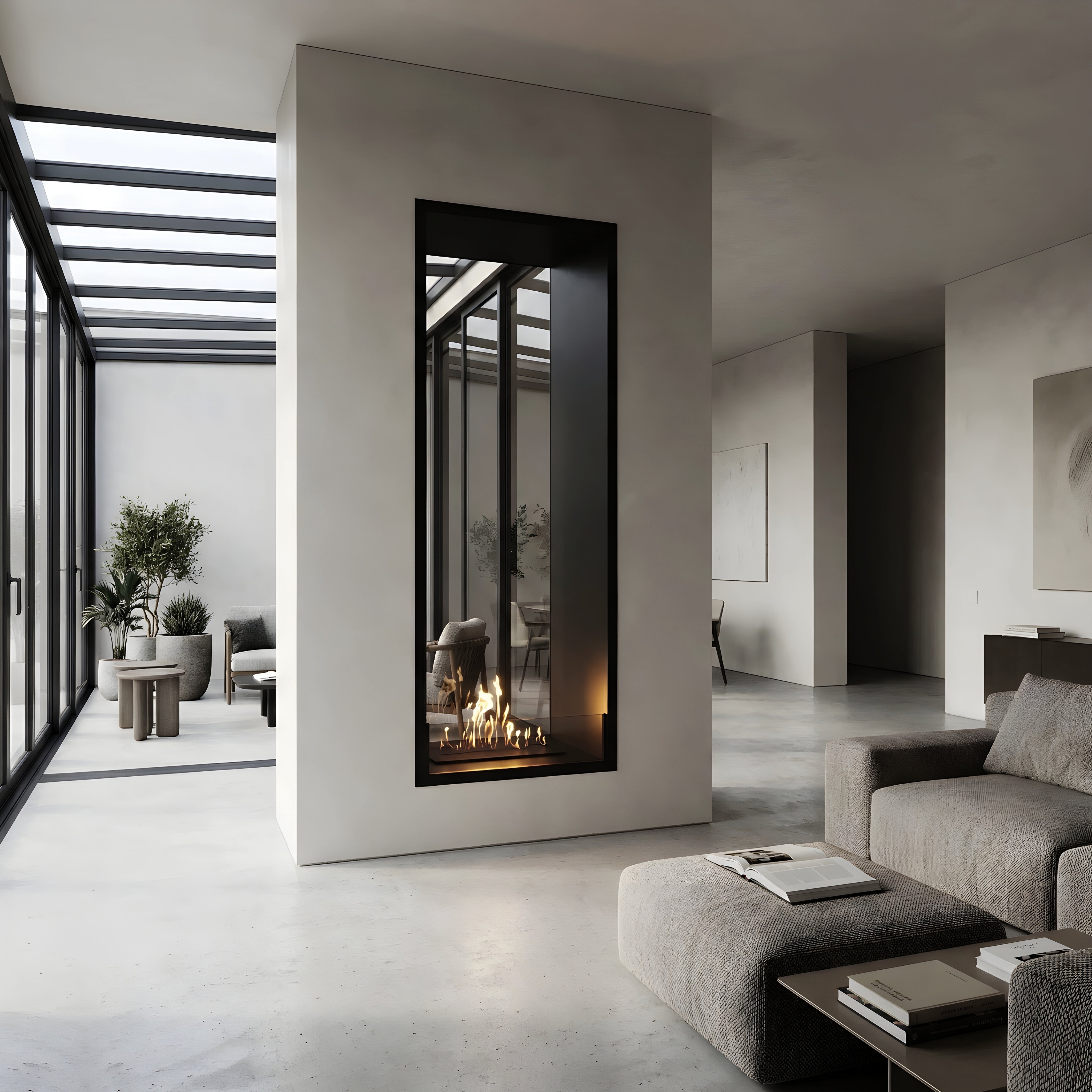 Image of Fame Vertical See-Through Fireplace Single Full Glass 60 x 100 cm
