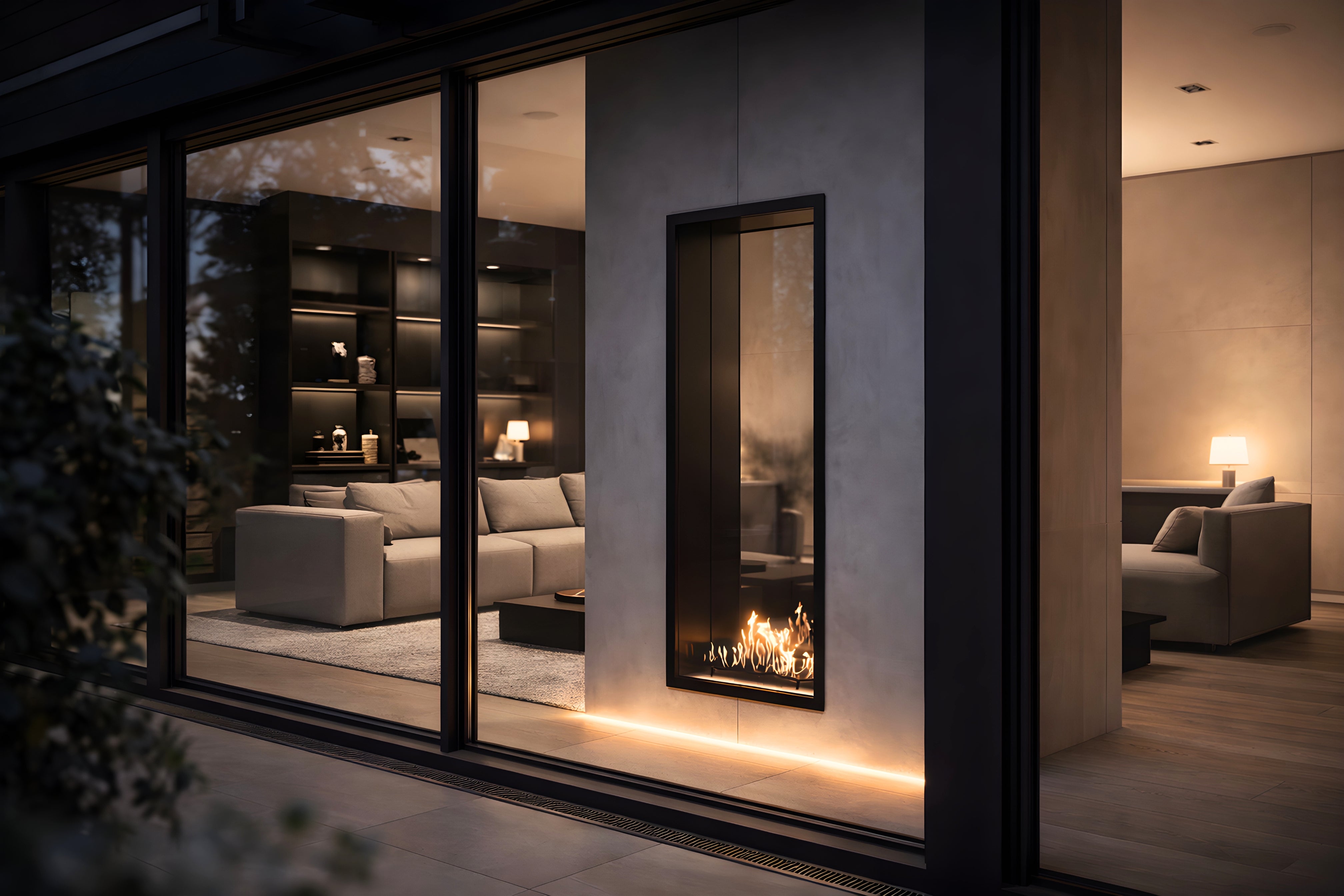 Image of Fame Vertical See-Through Fireplace Single Full Glass 60 x 100 cm