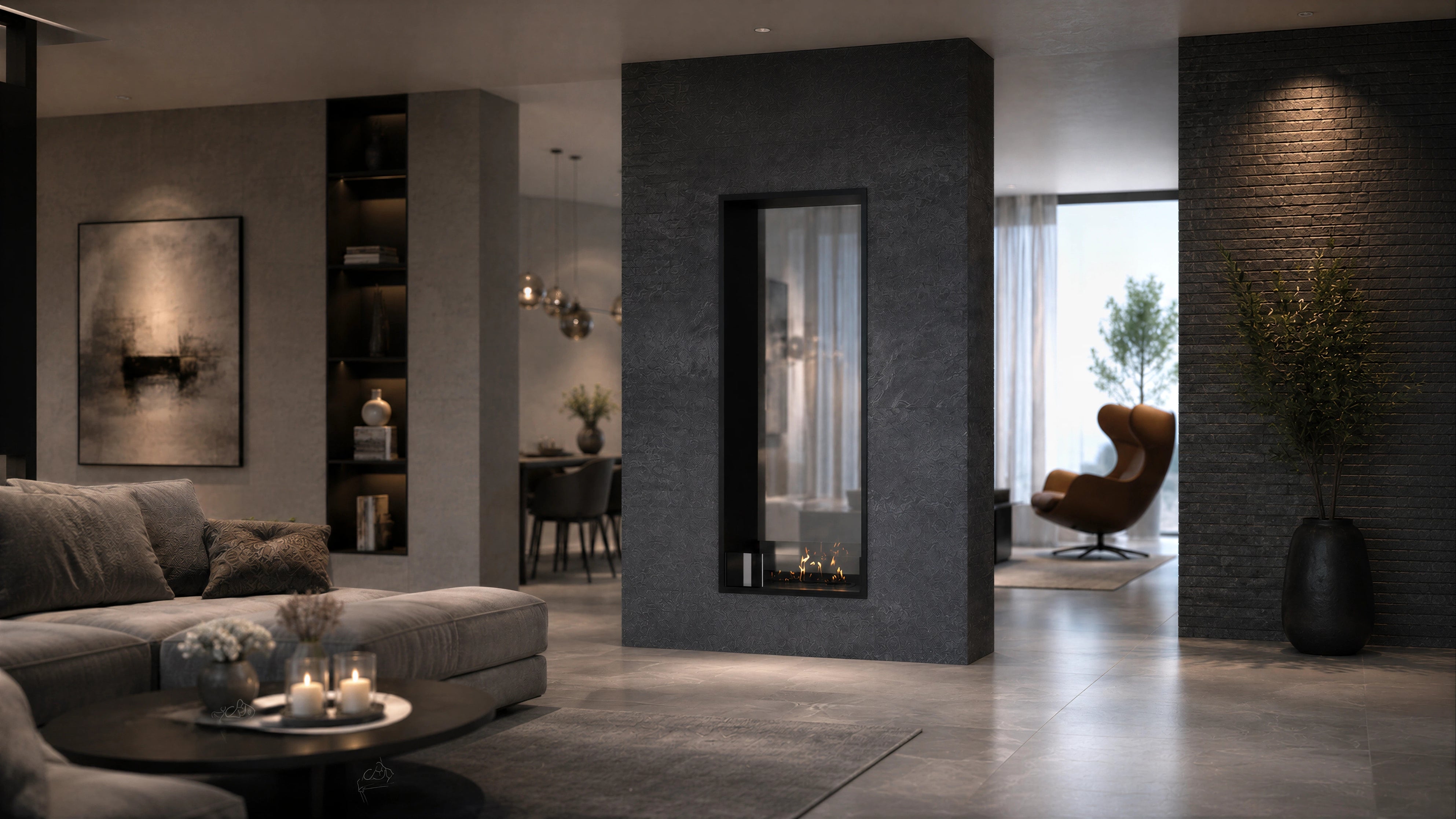 Image of Fame Vertical See-Through Fireplace 60 x 120 cm