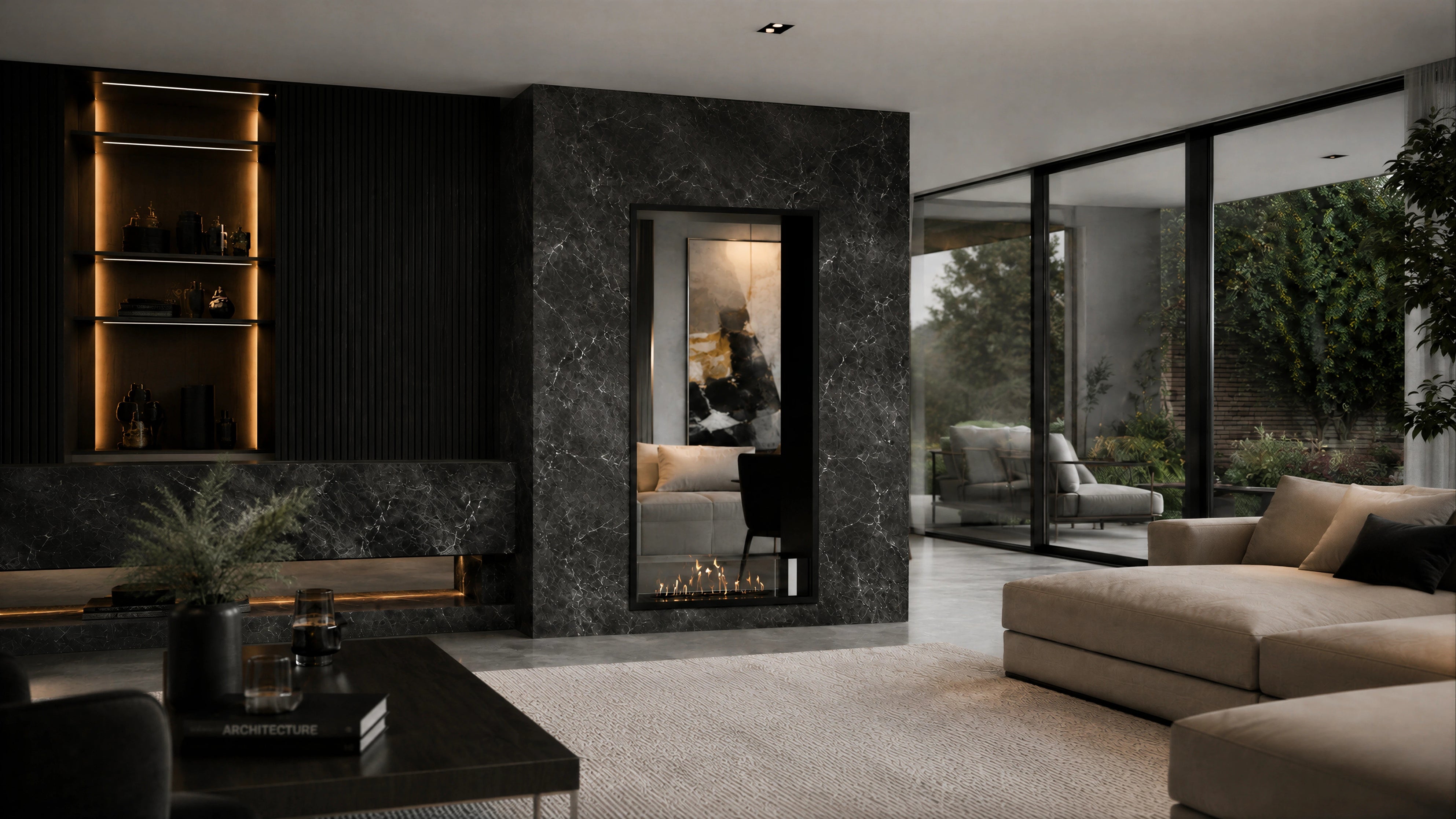 Image of Fame Vertical See-Through Fireplace 70 x 120 cm