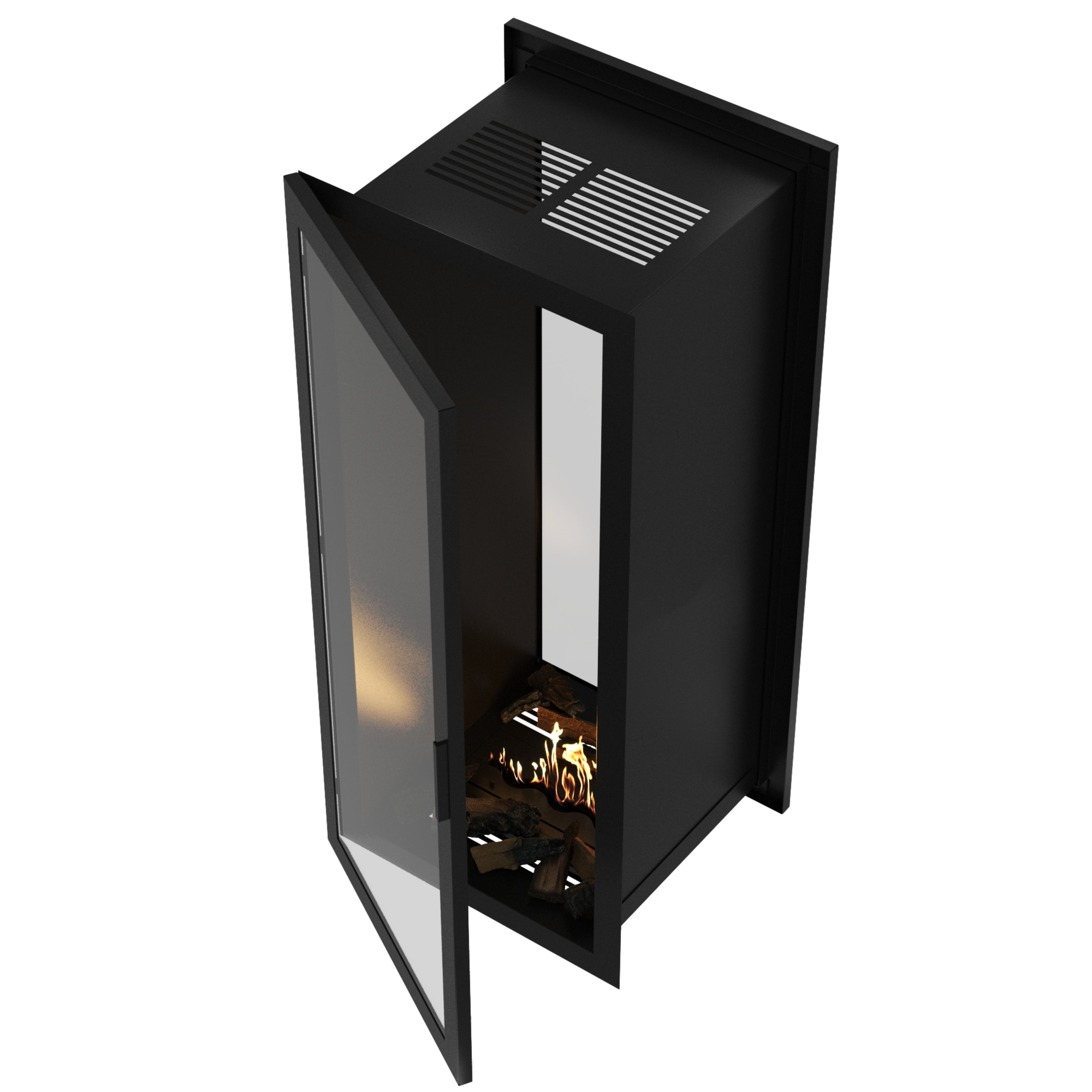 Image of Fame Vertical See-Through Fireplace Full Glass 70 x 180 cm