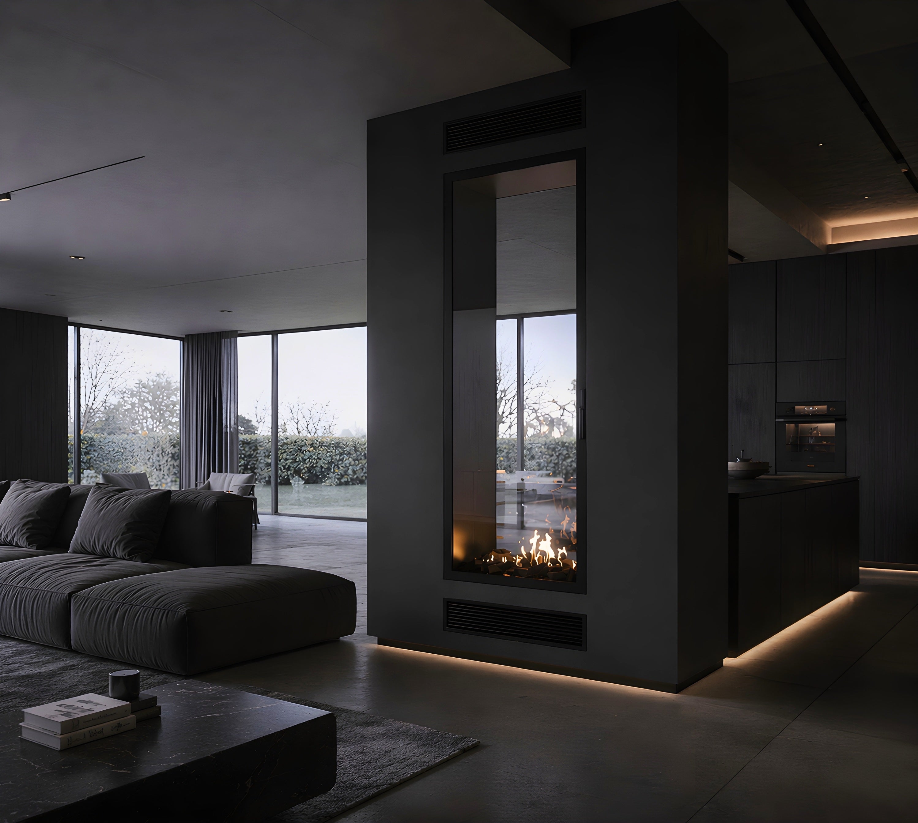 Image of Fame Vertical See-Through Fireplace Full Glass 100 x 140 cm