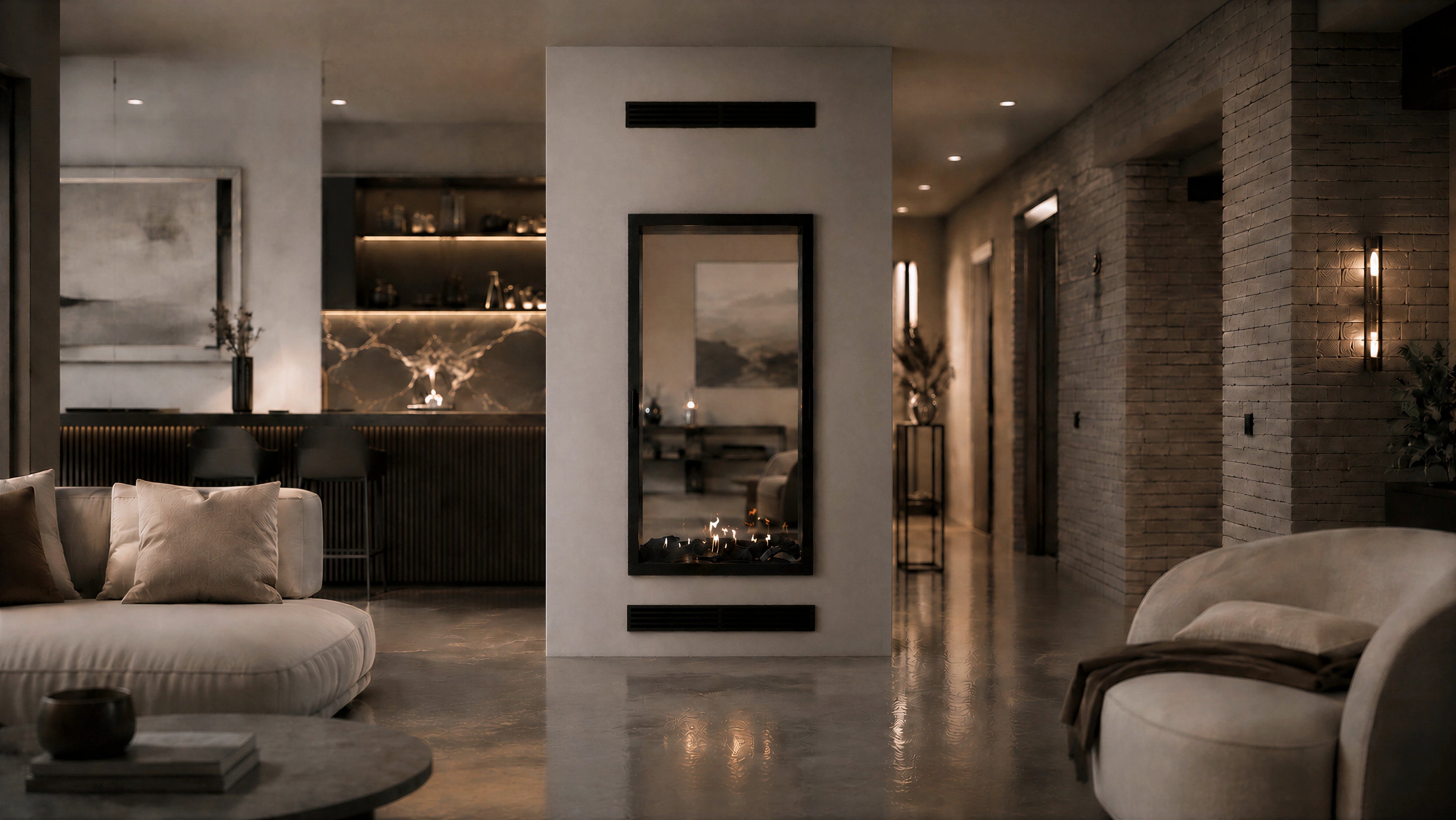 Image of Fame Vertical See-Through Fireplace Full Glass 100 x 100 cm