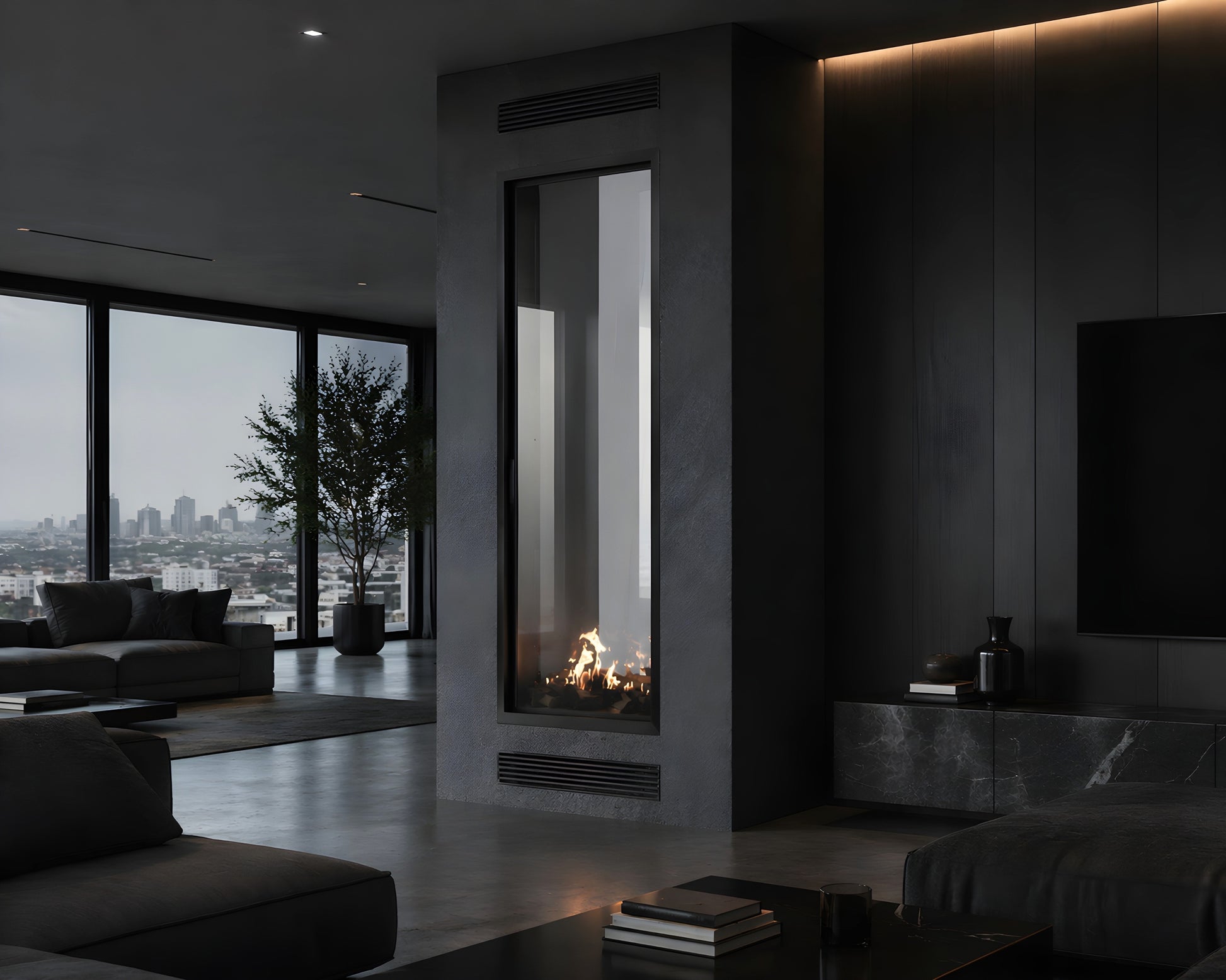 Fame Vertical See-Through Fireplace Full Glass 100 x 140 cm