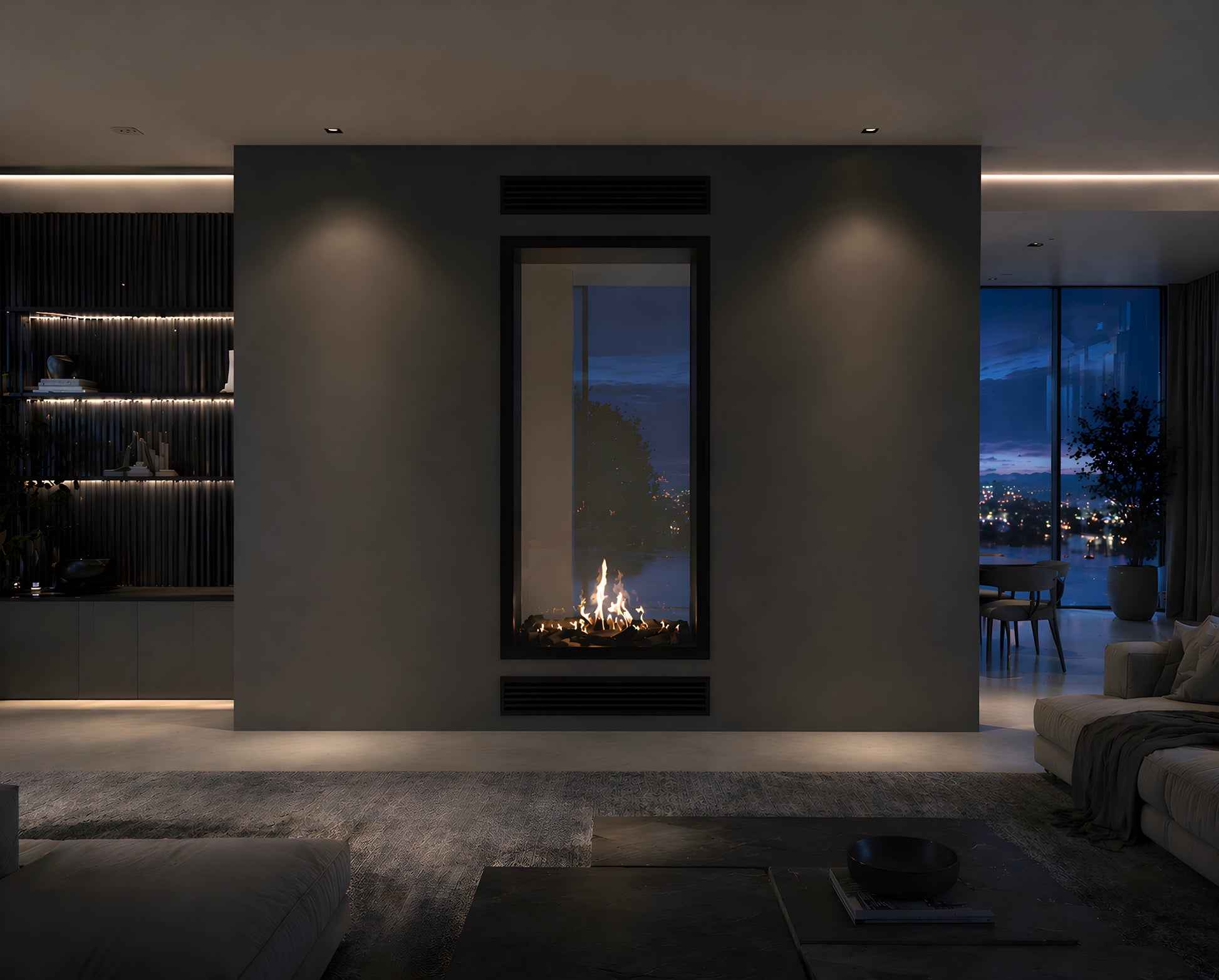 Fame Vertical See-Through Fireplace Full Glass 100 x 140 cm