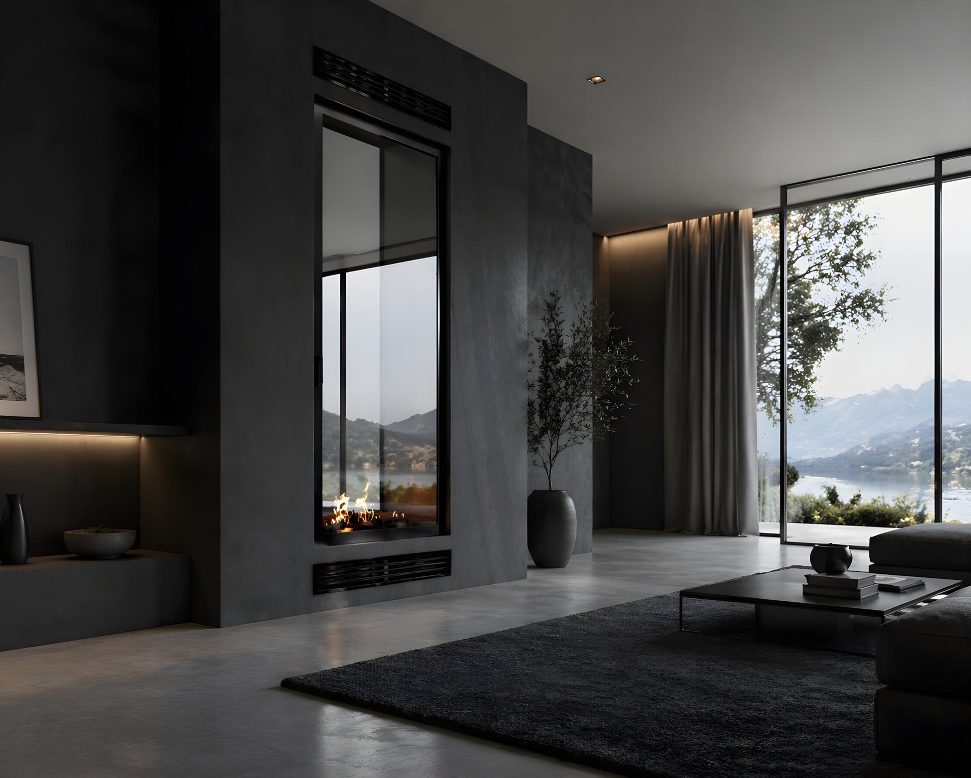 Fame Vertical See-Through Fireplace Full Glass 100 x 140 cm
