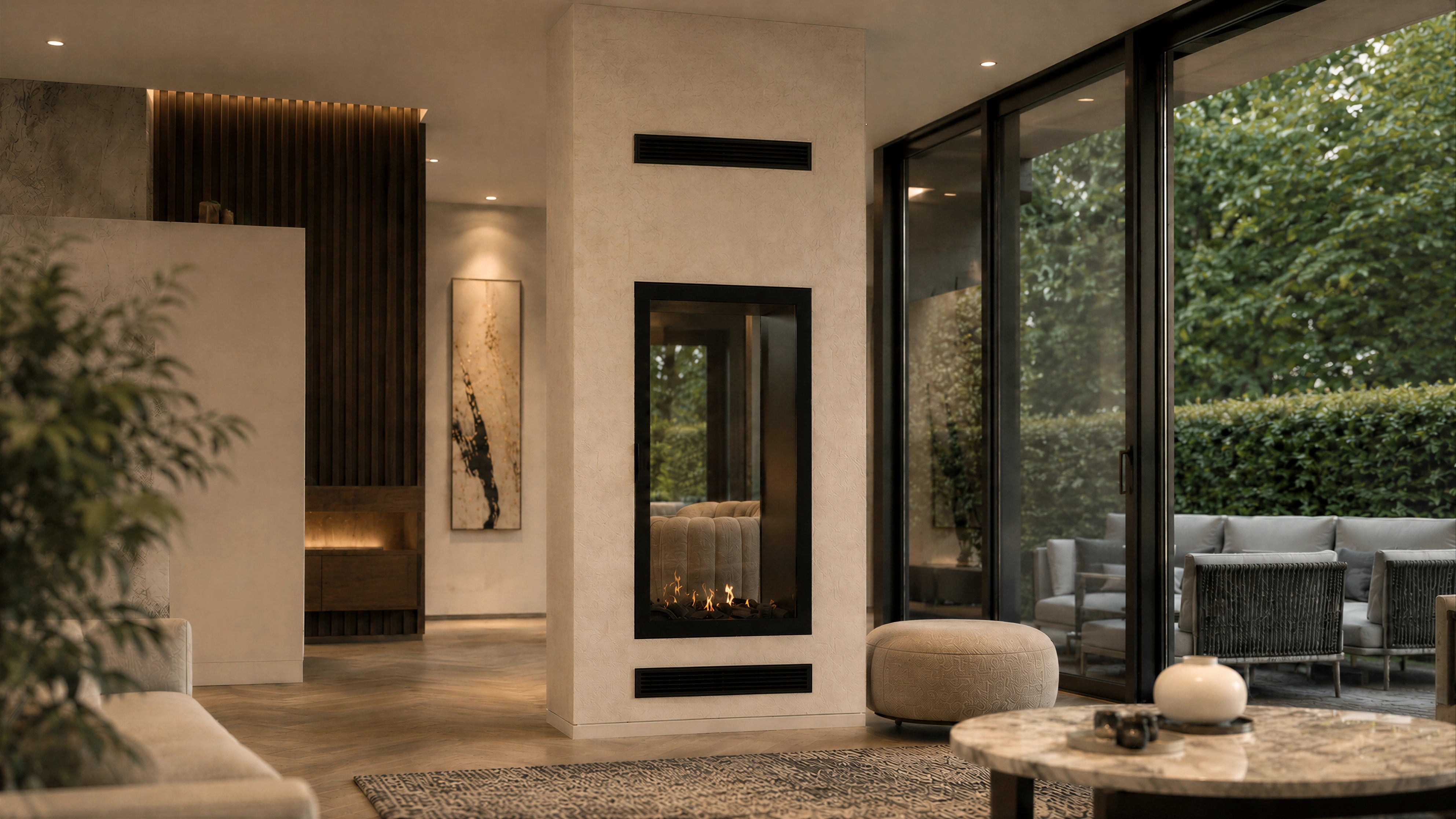 Image of Fame Vertical See-Through Fireplace Full Glass 100 x 140 cm