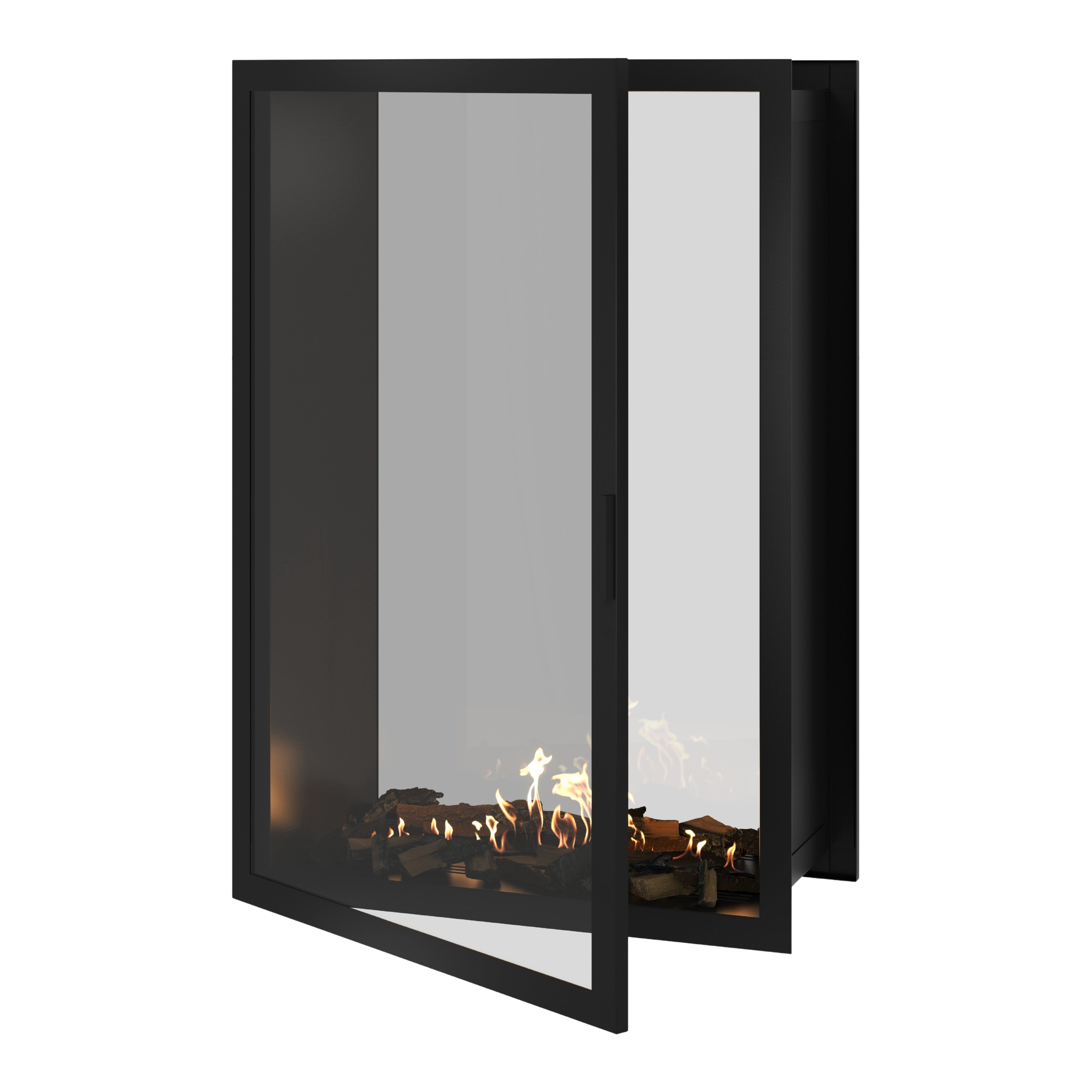 Image of Fame Vertical See-Through Fireplace Full Glass 100 x 140 cm