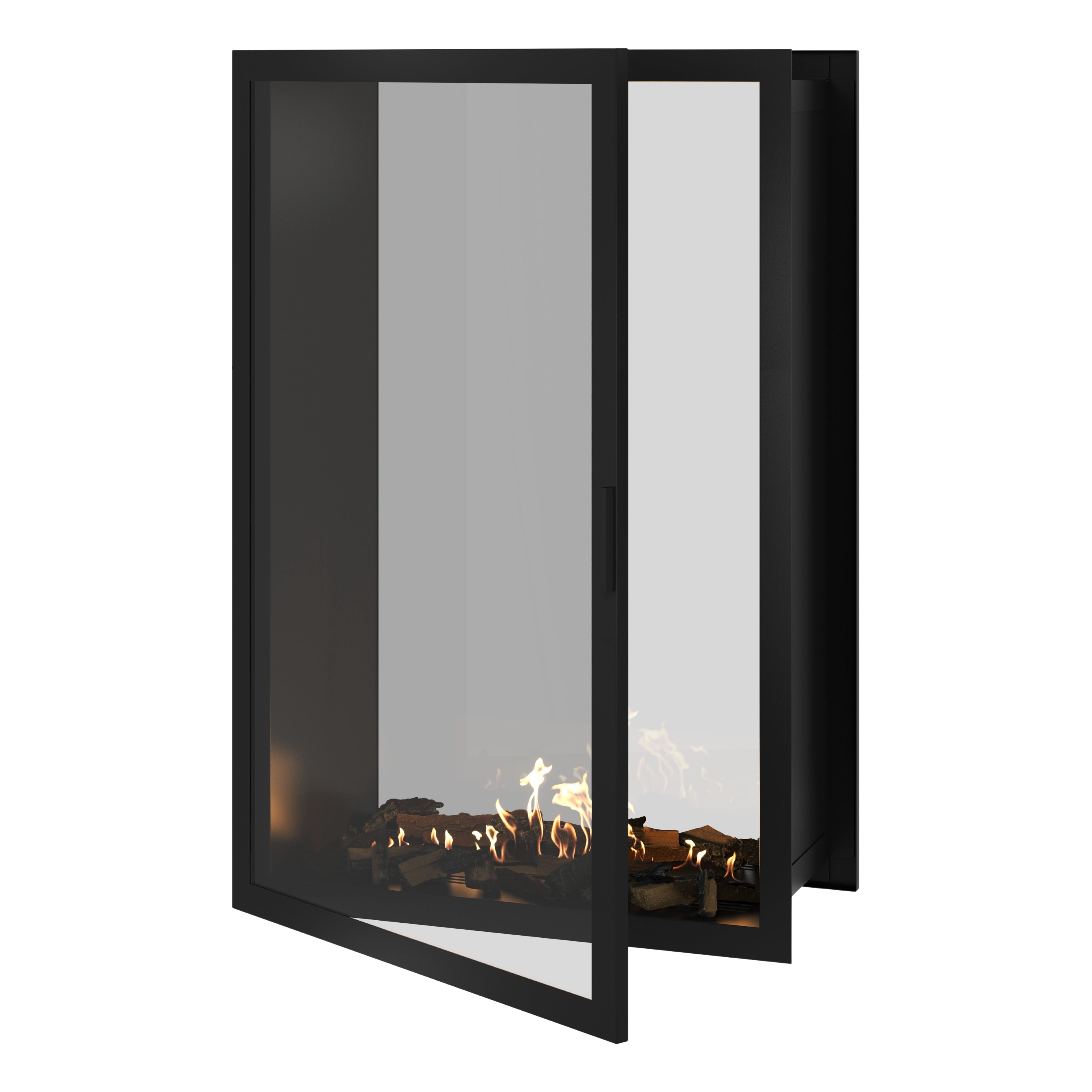 Image of Fame Vertical See-Through Fireplace Full Glass 100 x 160 cm
